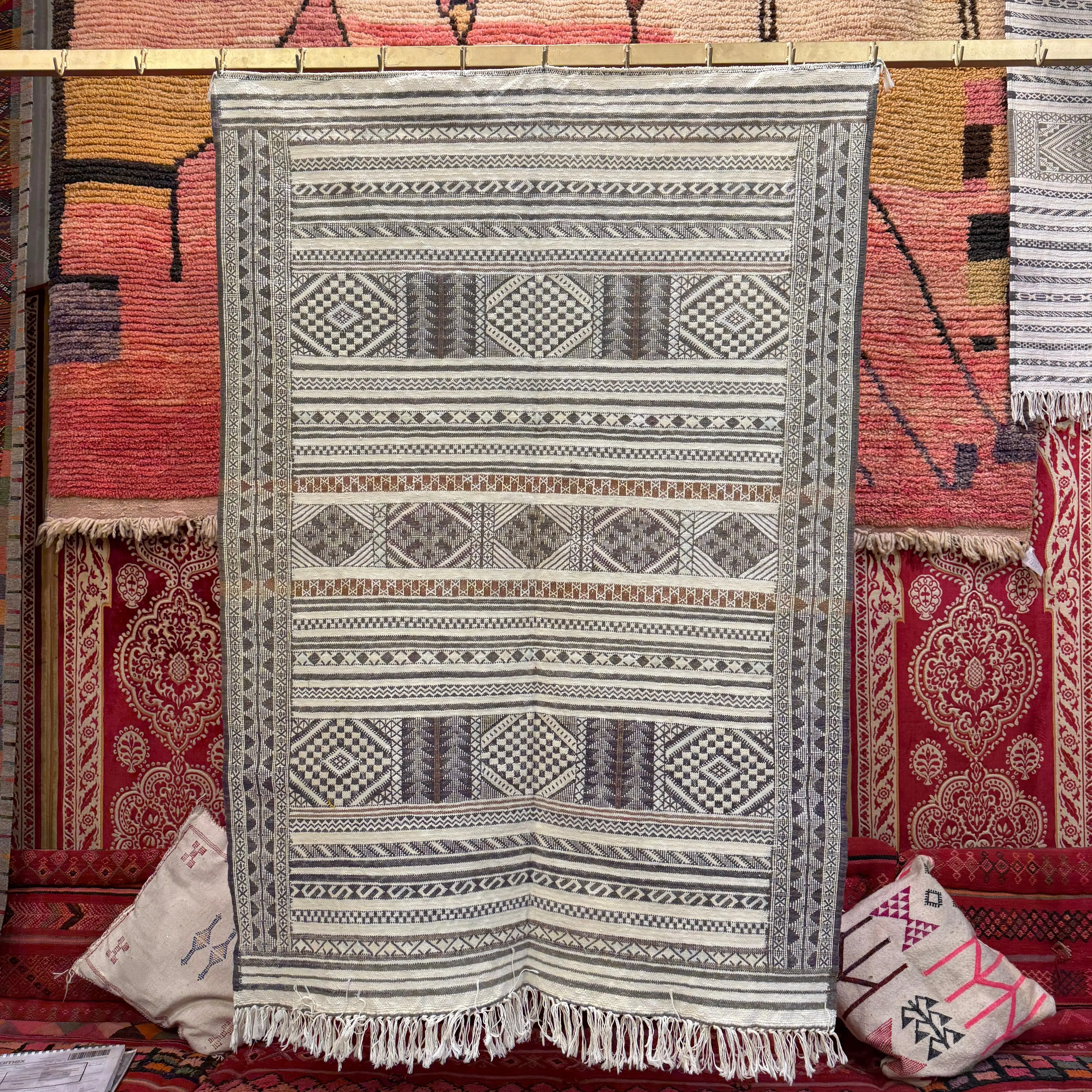 Unique Handmade Moroccan Kilim Rug | Jewish Gift Idea | Custom Dhurrie Wool Carpet