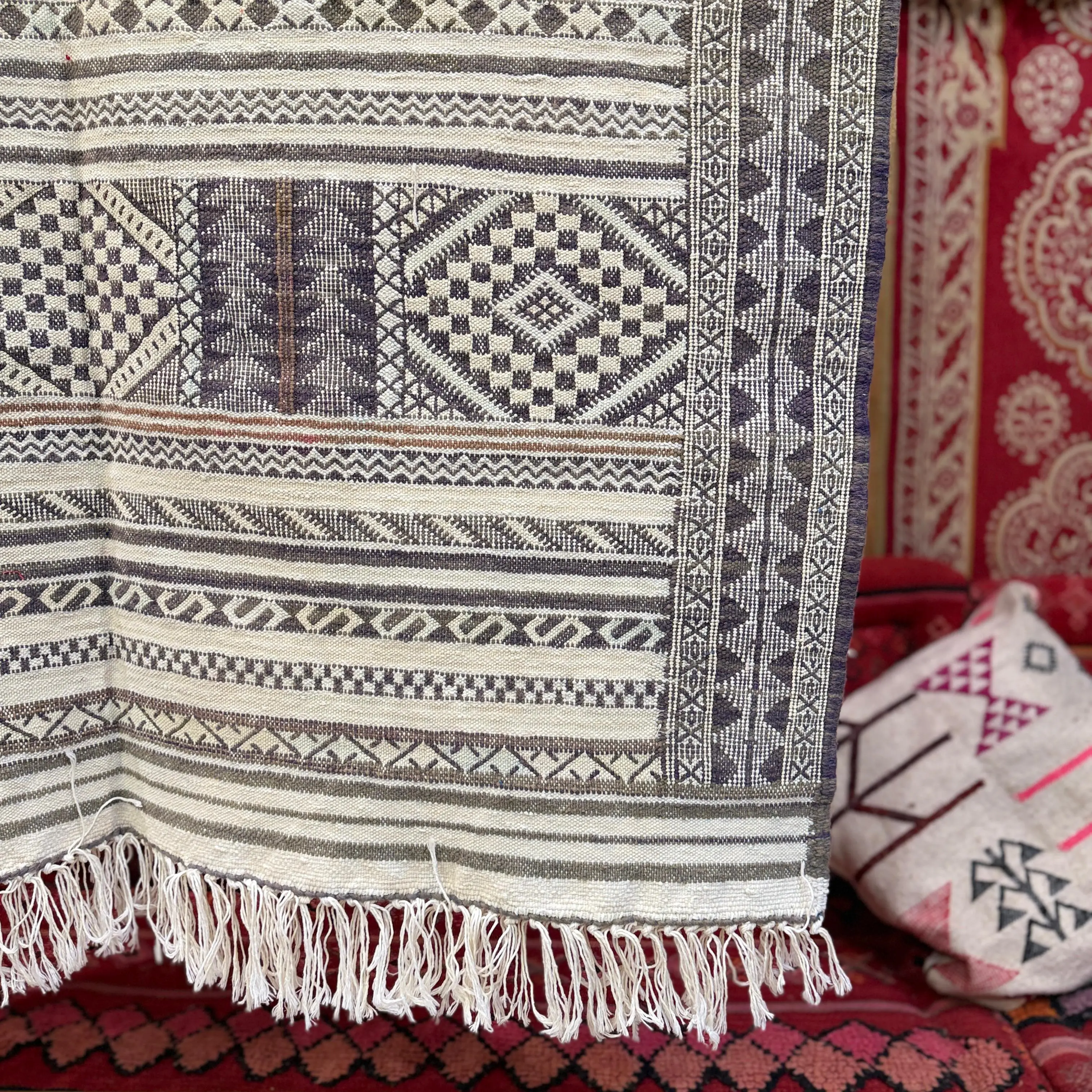 Unique Handmade Moroccan Kilim Rug | Jewish Gift Idea | Custom Dhurrie Wool Carpet