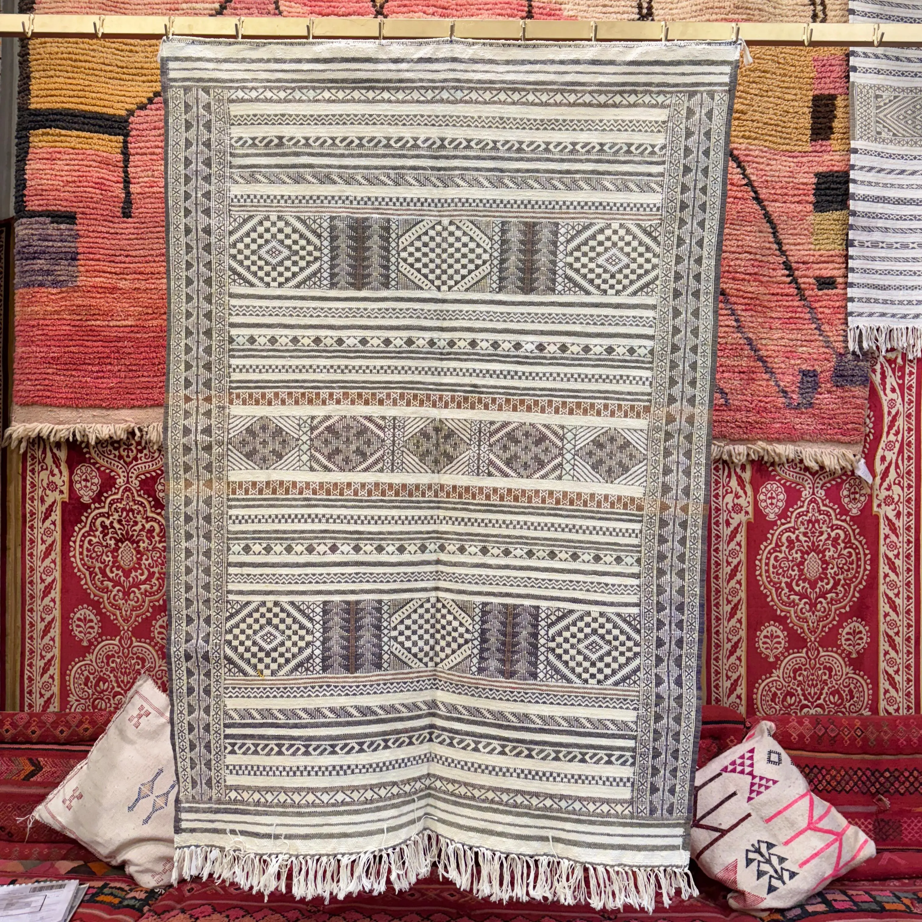 Unique Handmade Moroccan Kilim Rug | Jewish Gift Idea | Custom Dhurrie Wool Carpet