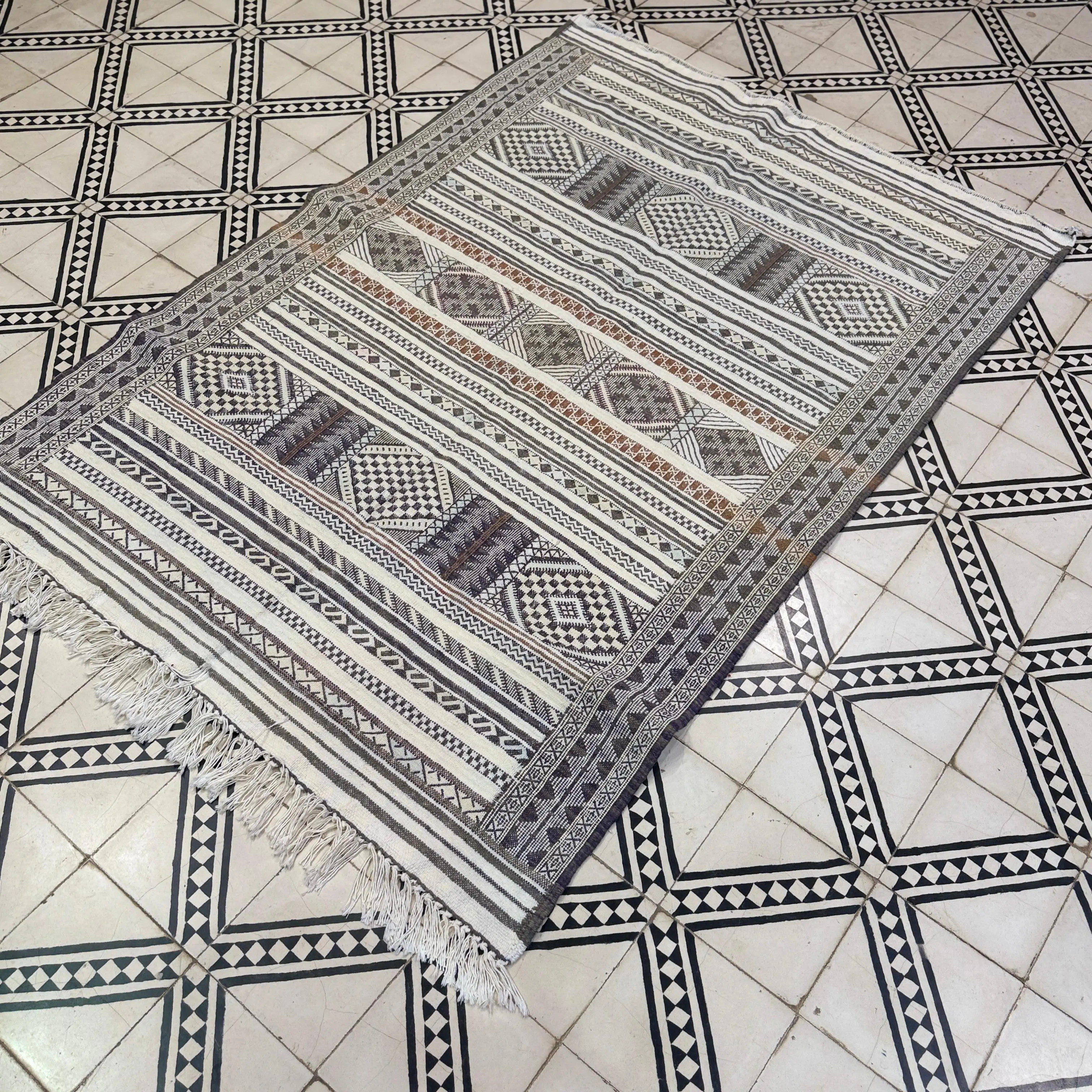 Unique Handmade Moroccan Kilim Rug | Jewish Gift Idea | Custom Dhurrie Wool Carpet