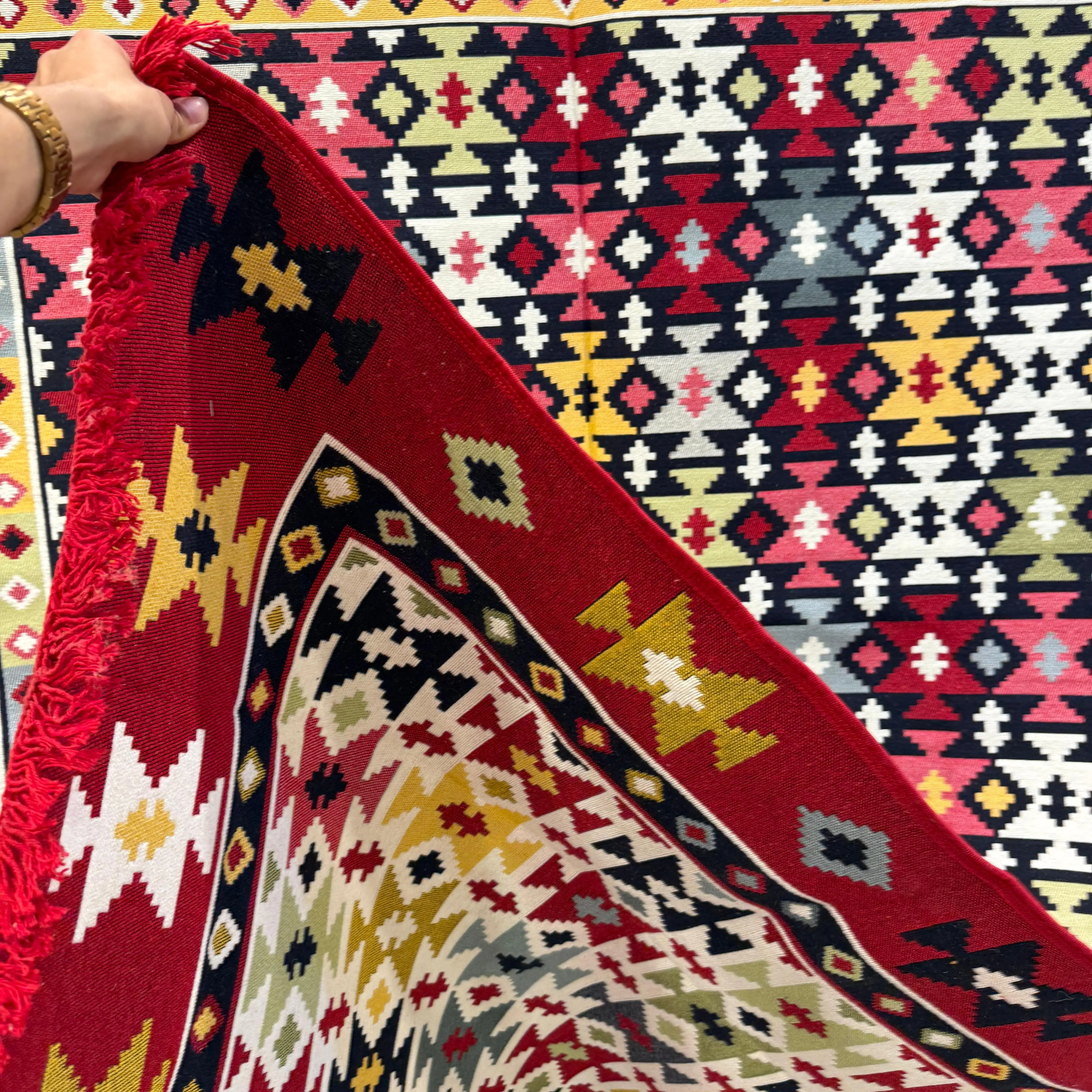 Handmade Picasso Berber Rug | Moroccan Flatweave Art for Living Room
