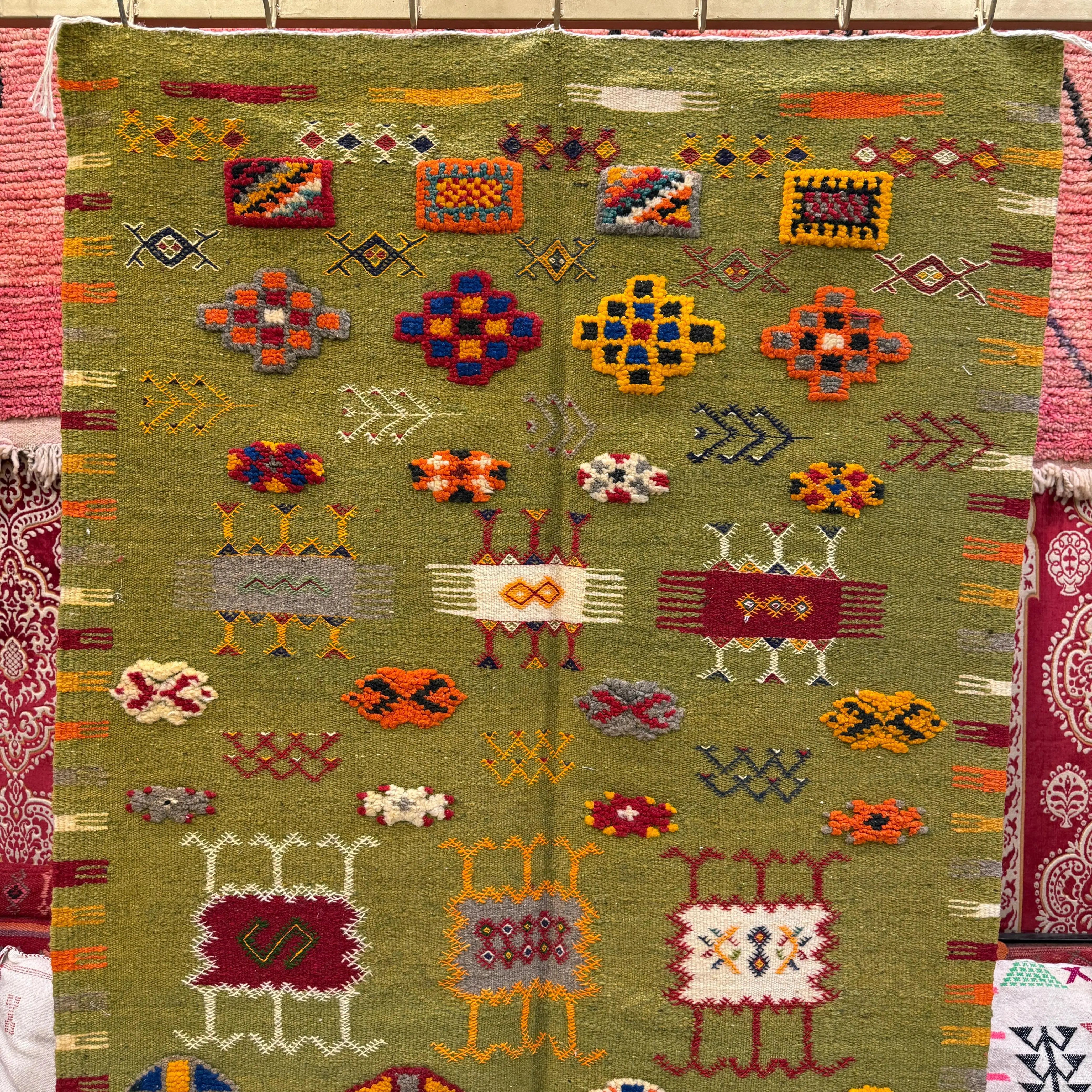 Lovely Moroccan Berber Rug | Three-Technique Taznakht Carpet | Handwoven Wool Masterpiece