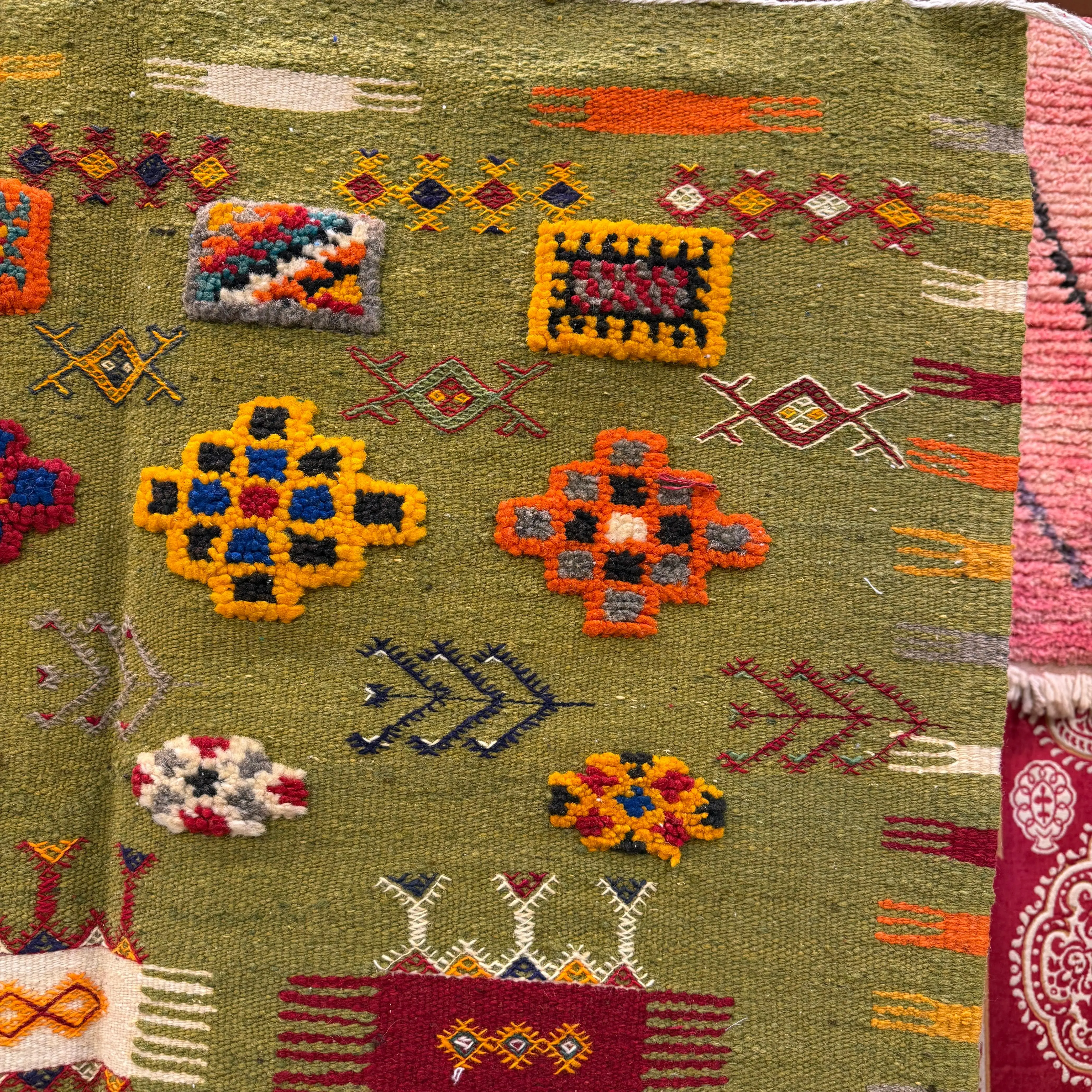 Lovely Moroccan Berber Rug | Three-Technique Taznakht Carpet | Handwoven Wool Masterpiece