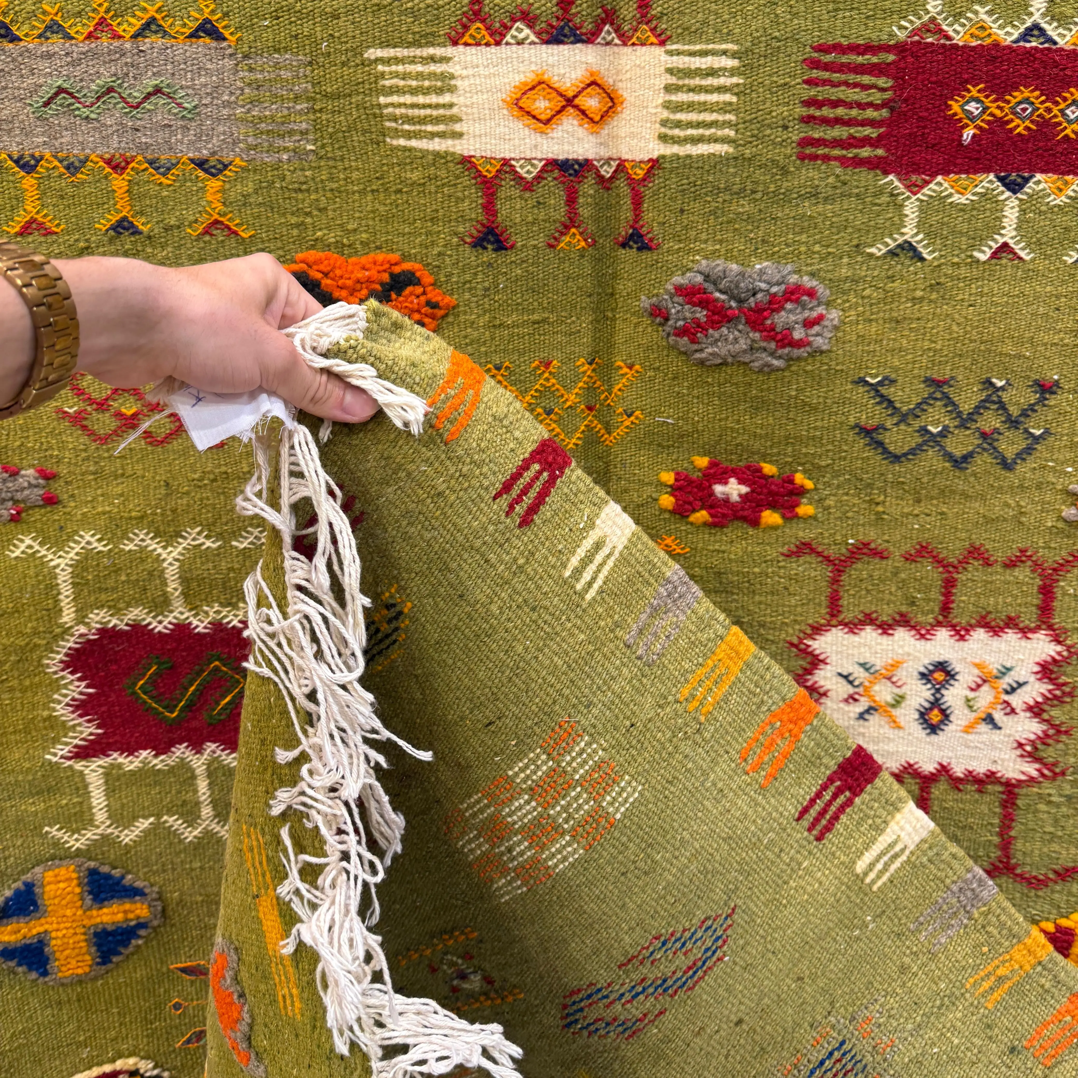 Lovely Moroccan Berber Rug | Three-Technique Taznakht Carpet | Handwoven Wool Masterpiece