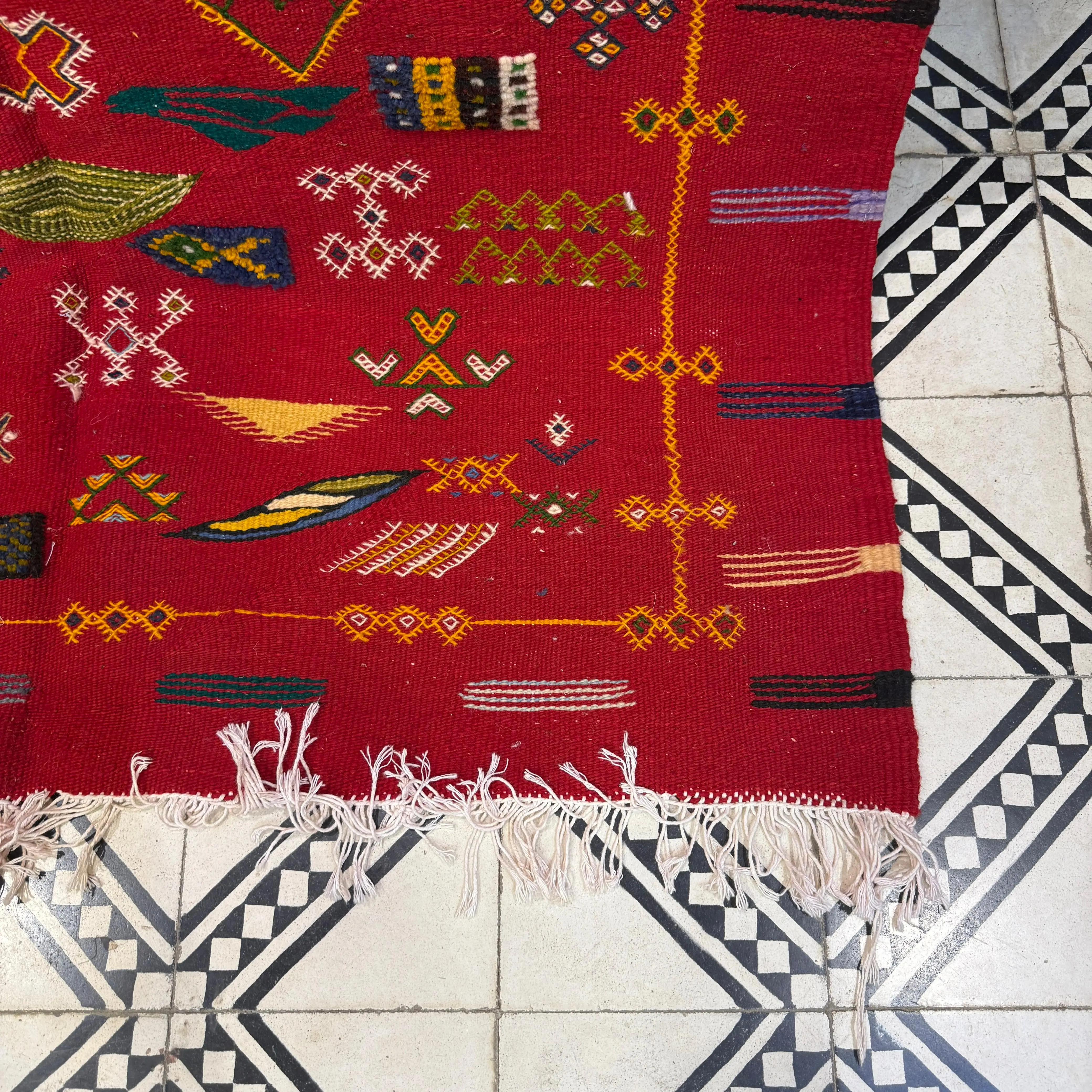 Three-Technique Taznakht Rug | Lovely Moroccan Berber Wool Carpet | Handwoven Masterpiece