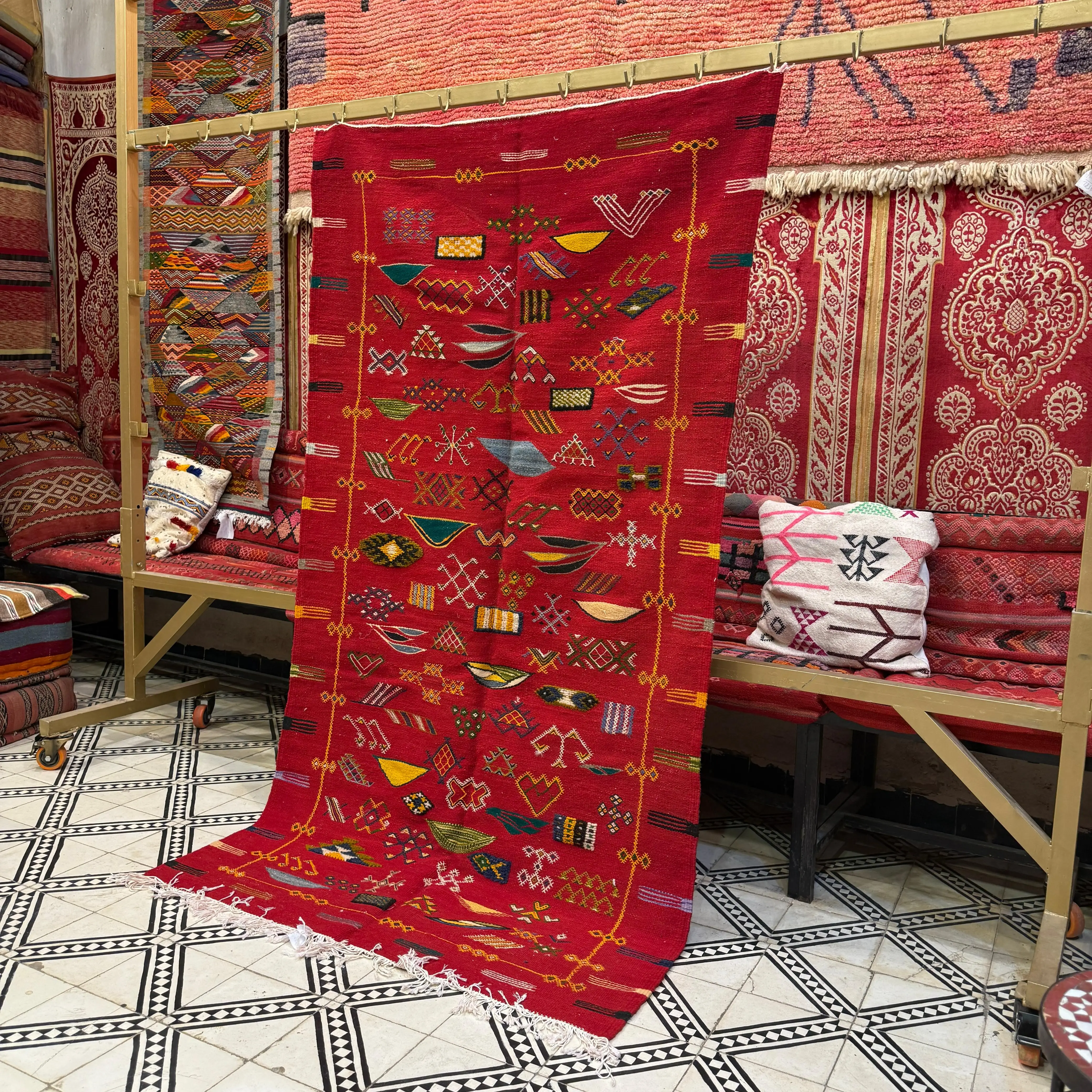 Three-Technique Taznakht Rug | Lovely Moroccan Berber Wool Carpet | Handwoven Masterpiece