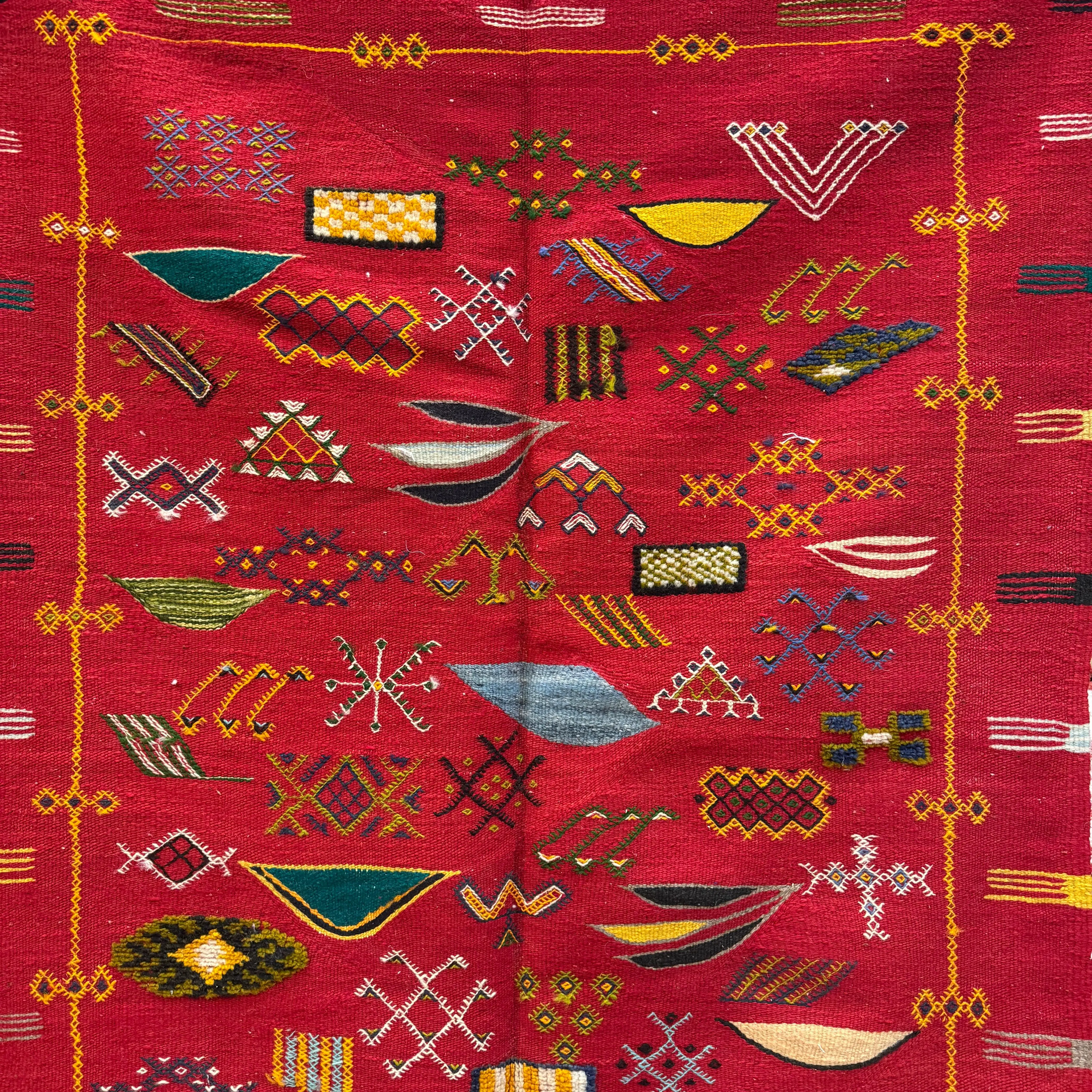 Three-Technique Taznakht Rug | Lovely Moroccan Berber Wool Carpet | Handwoven Masterpiece