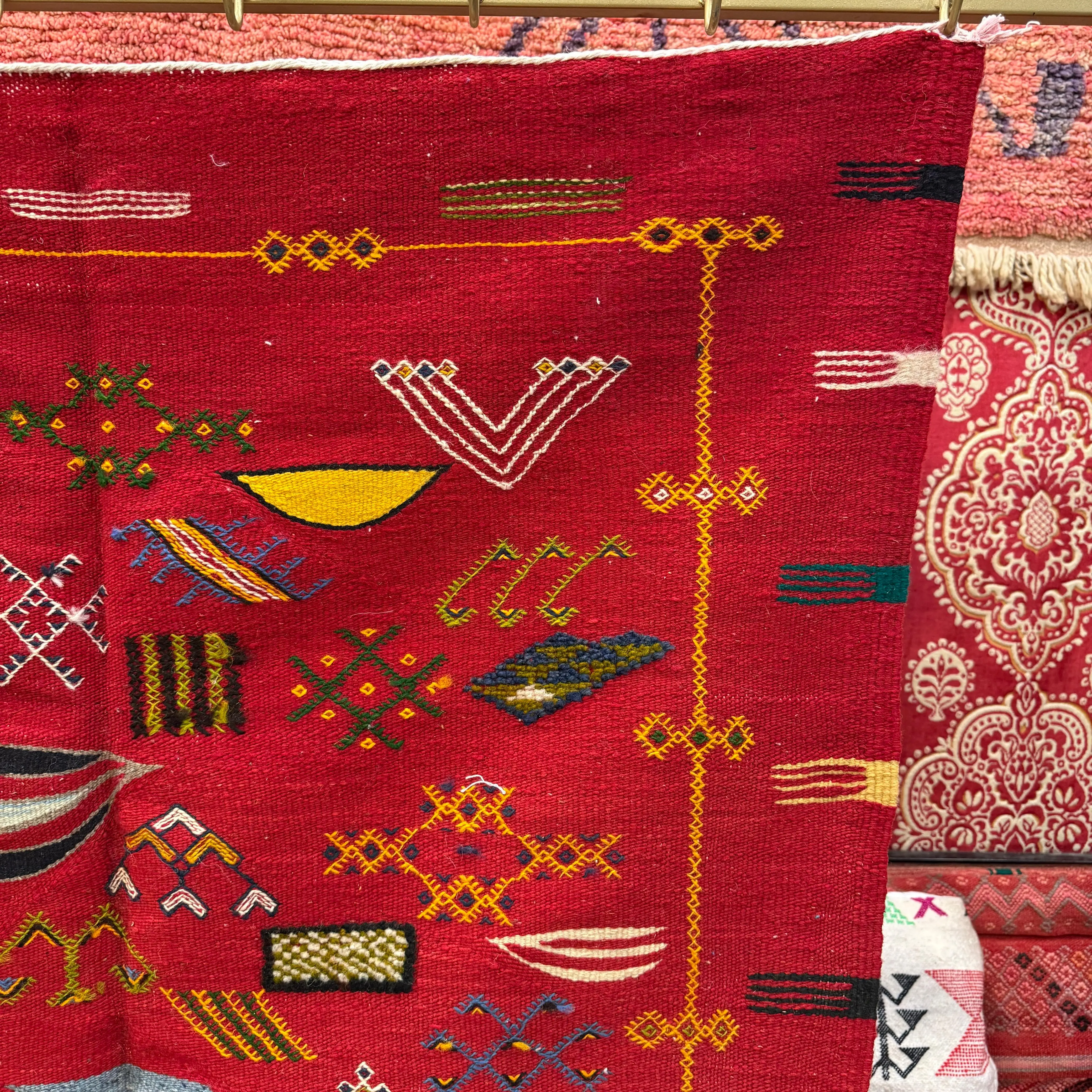 Three-Technique Taznakht Rug | Lovely Moroccan Berber Wool Carpet | Handwoven Masterpiece