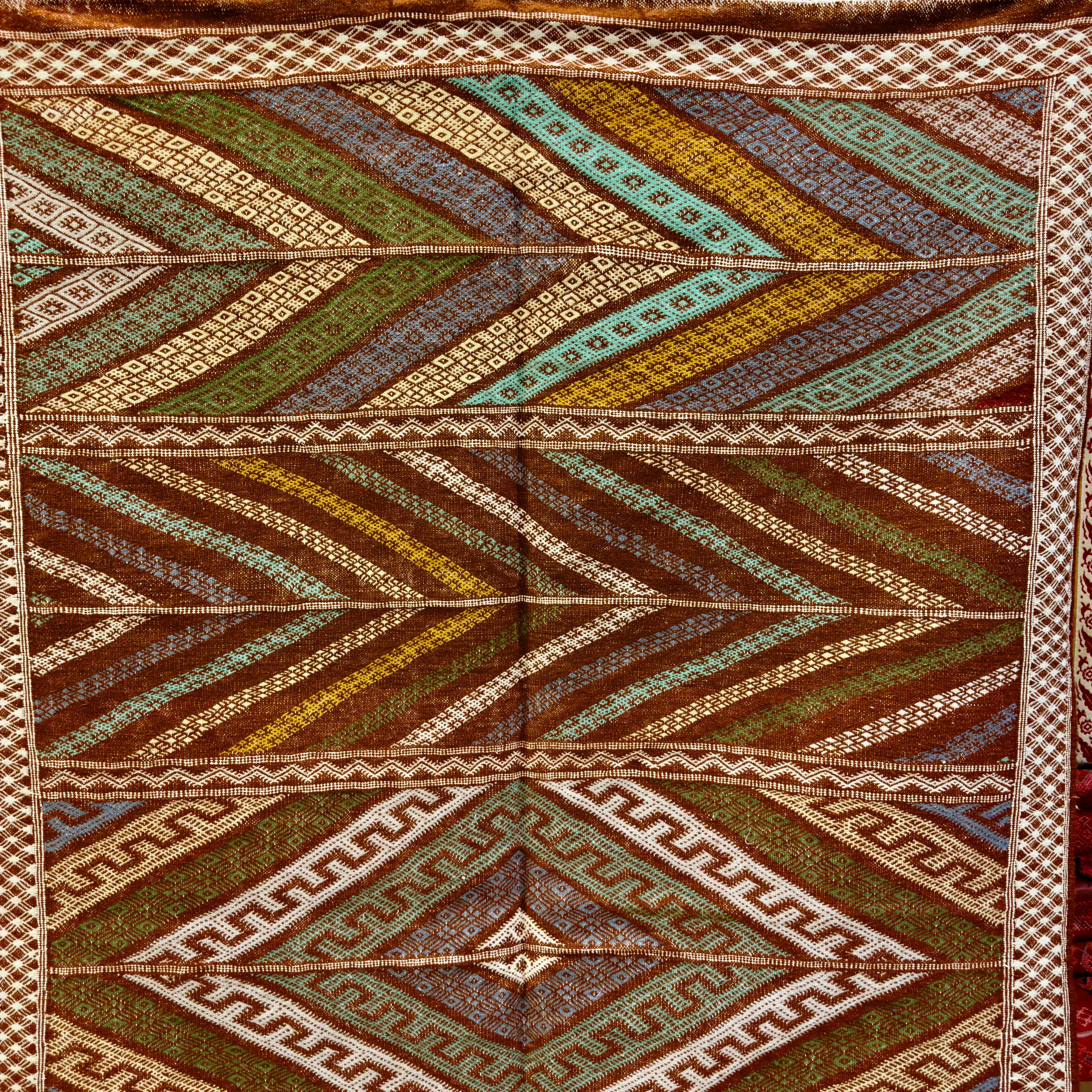 Large Handmade Kilim Rug | Bohemian Merino Wool Carpet for Living Room