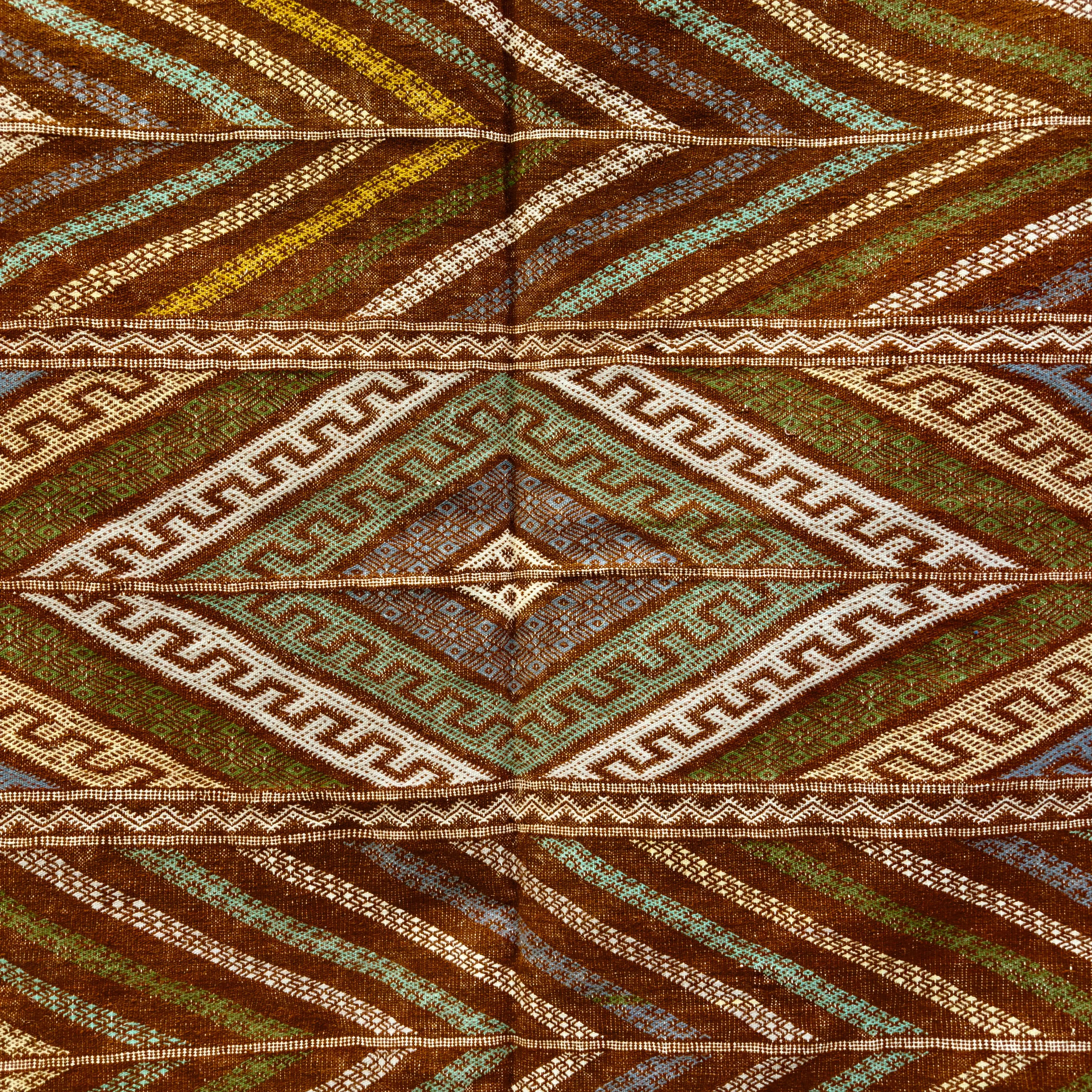Large Handmade Kilim Rug | Bohemian Merino Wool Carpet for Living Room