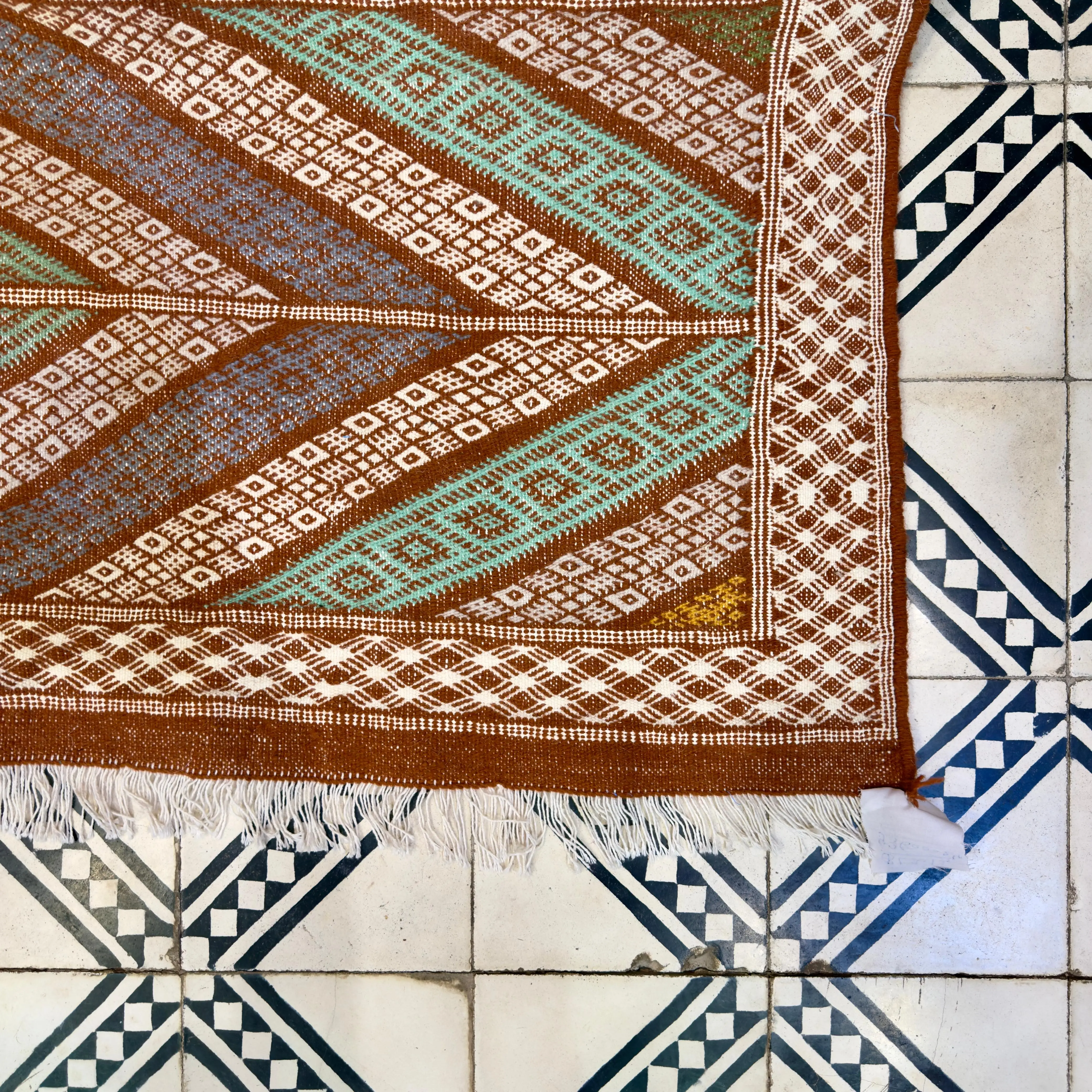 Large Handmade Kilim Rug | Bohemian Merino Wool Carpet for Living Room