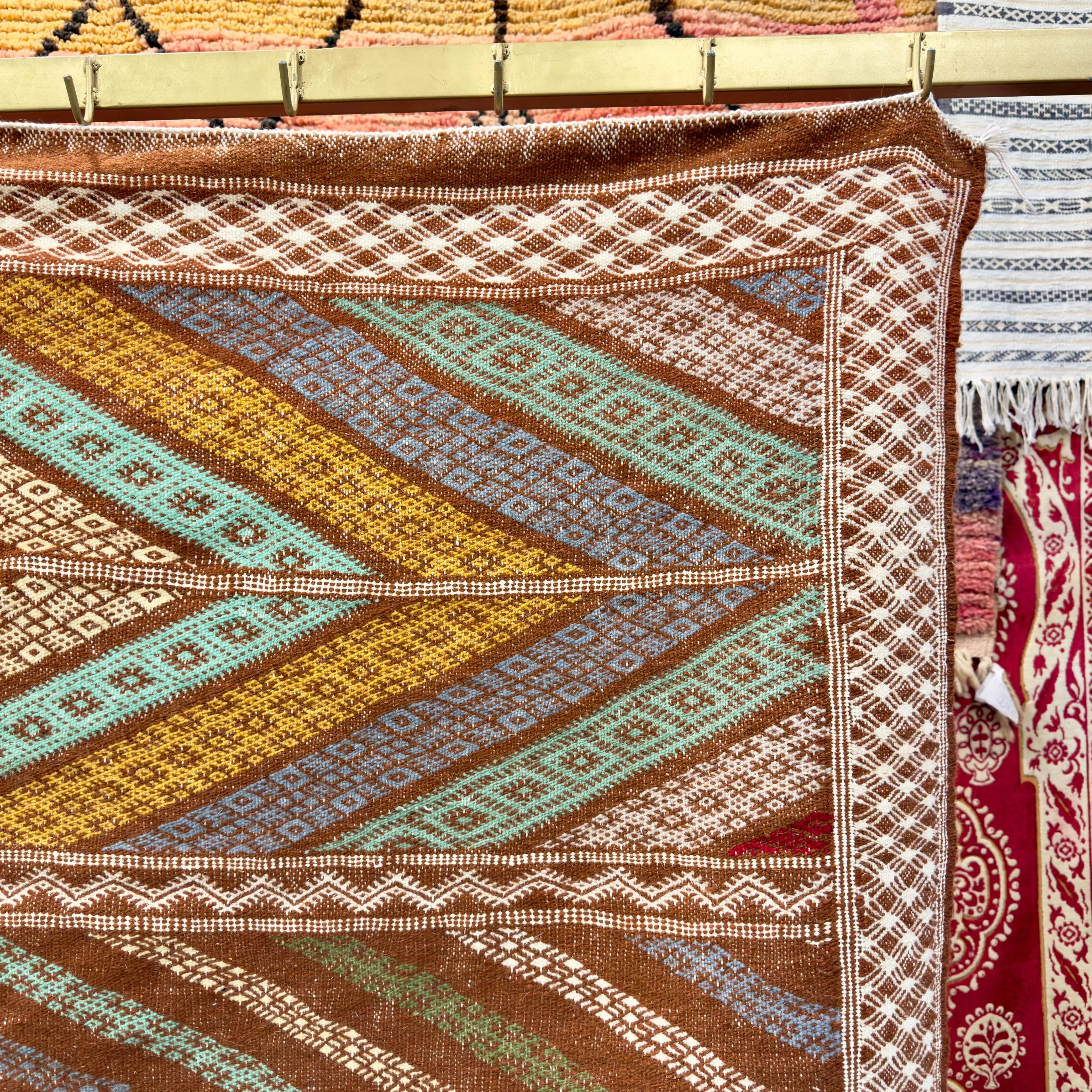 Large Handmade Kilim Rug | Bohemian Merino Wool Carpet for Living Room
