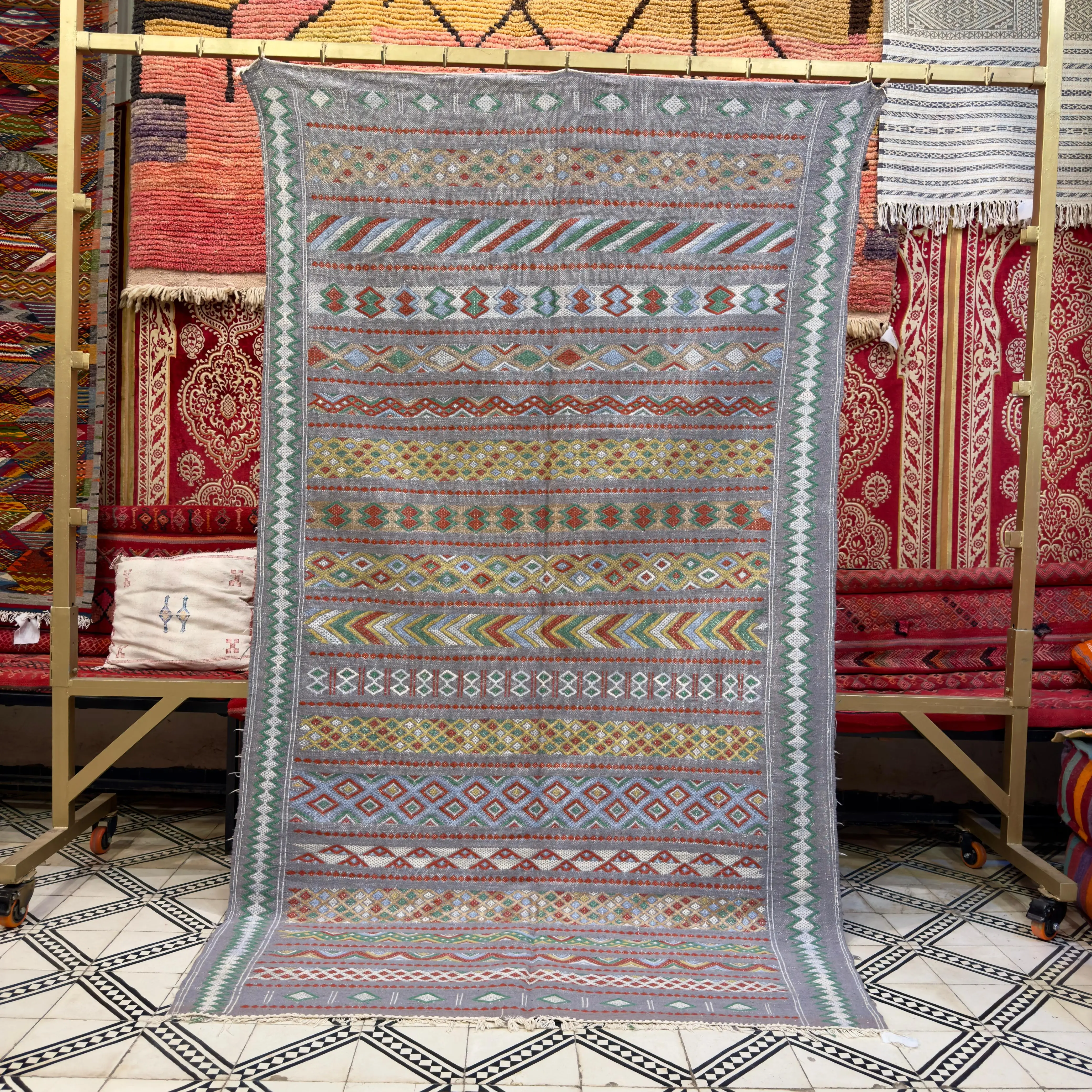 Gorgeous Moroccan Kilim | Multi-Color Berber Rug | Unique Handwoven Kilim