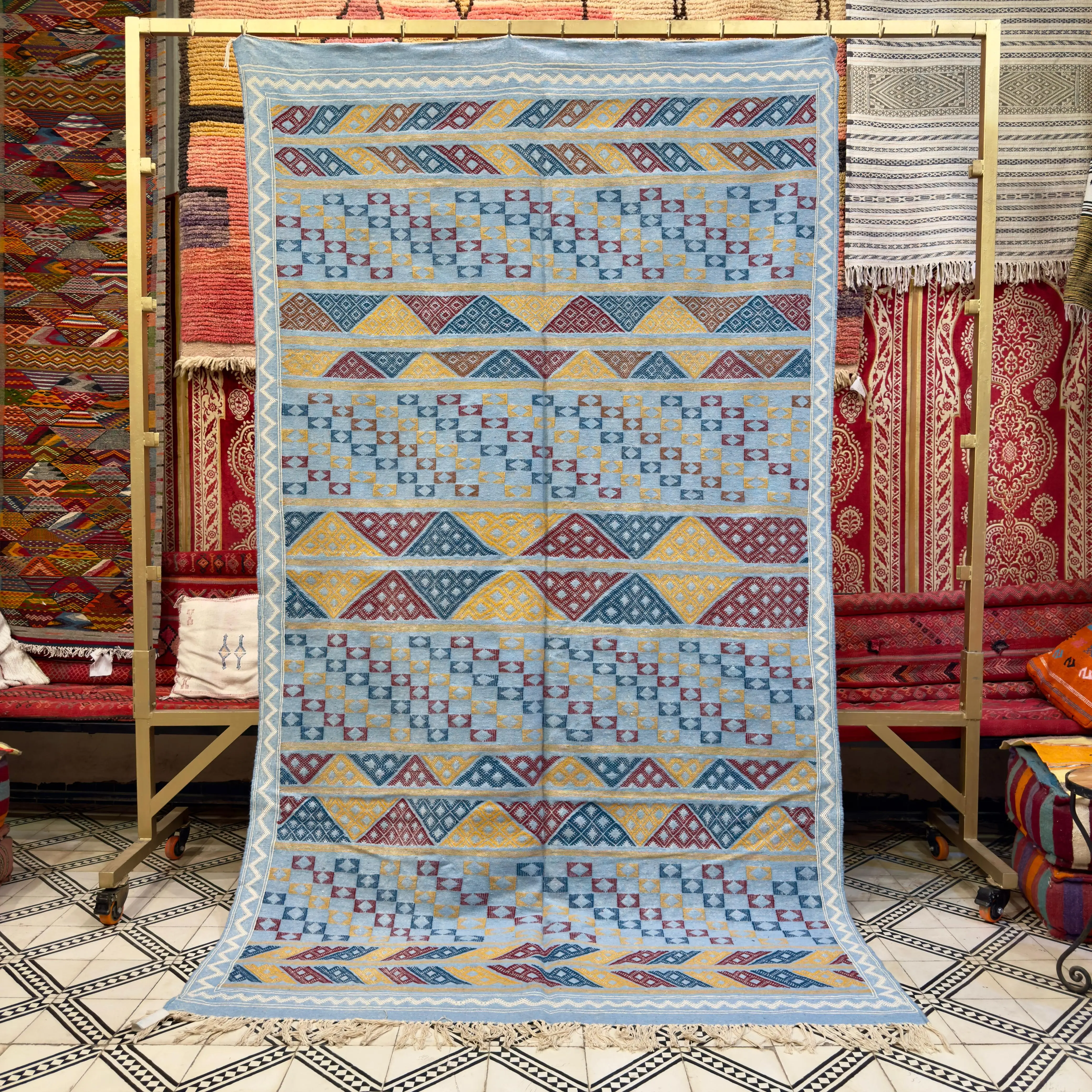 Handmade Moroccan Kilim Rug | Custom Wool Area Carpet | Boho Flatweave