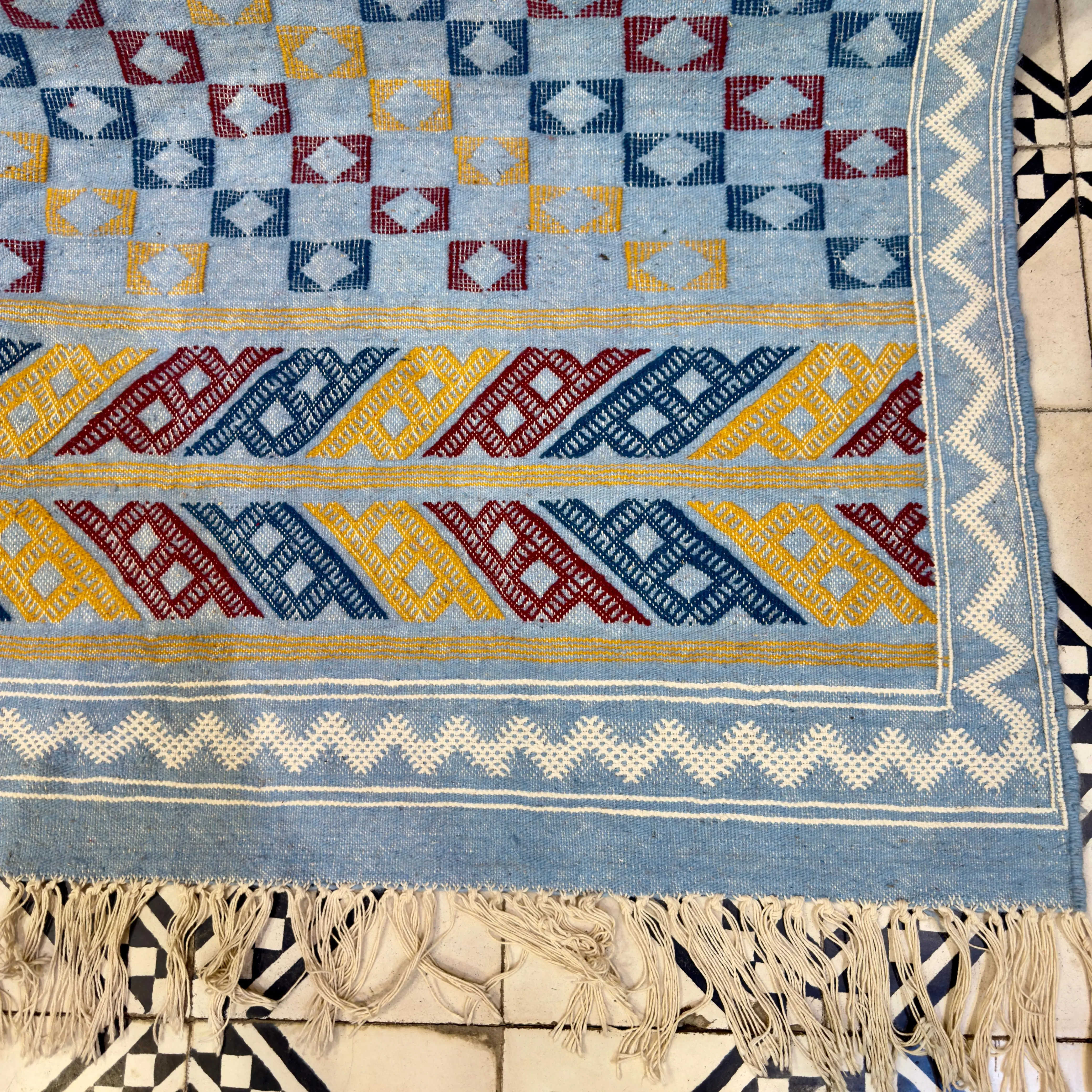 Handmade Moroccan Kilim Rug | Custom Wool Area Carpet | Boho Flatweave