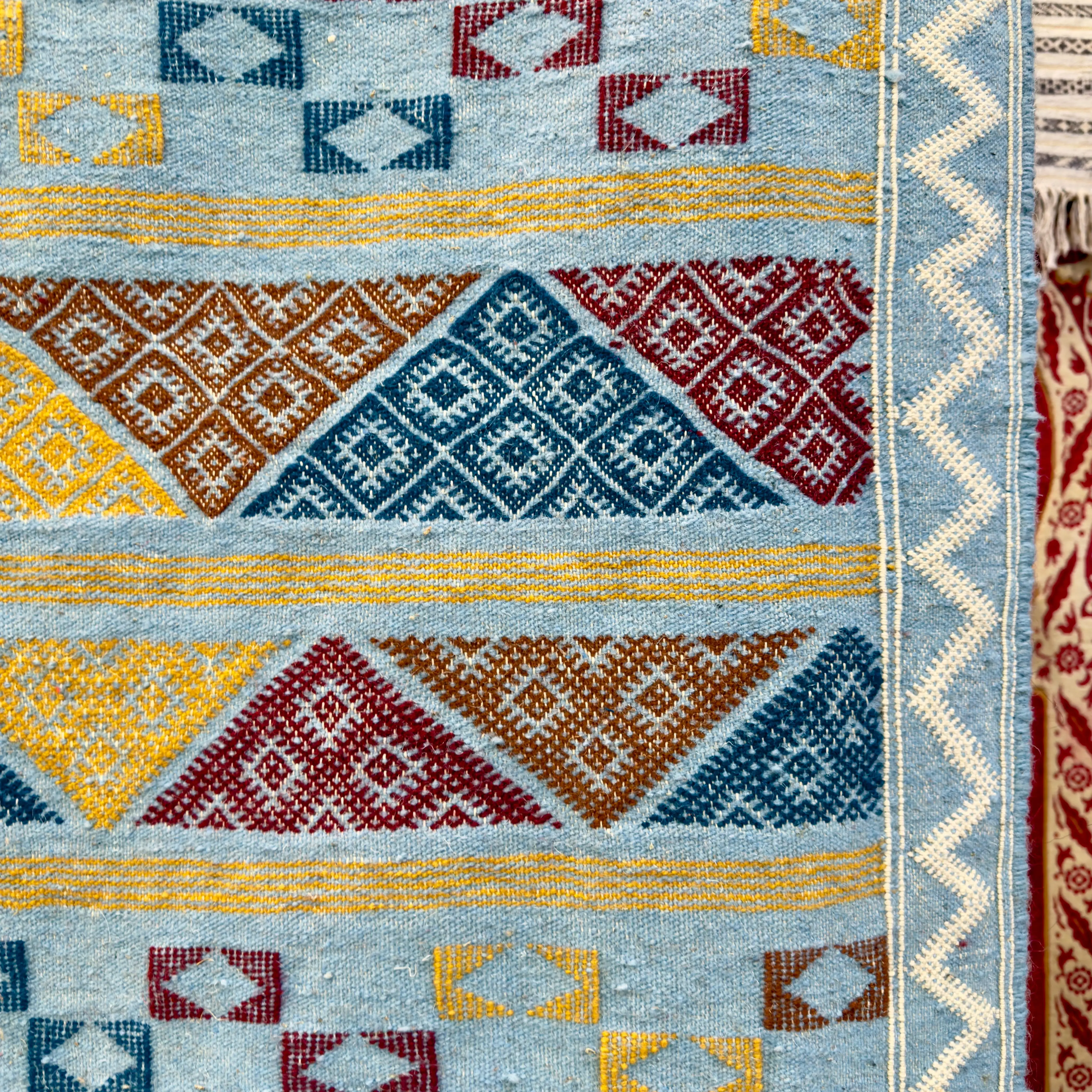 Handmade Moroccan Kilim Rug | Custom Wool Area Carpet | Boho Flatweave