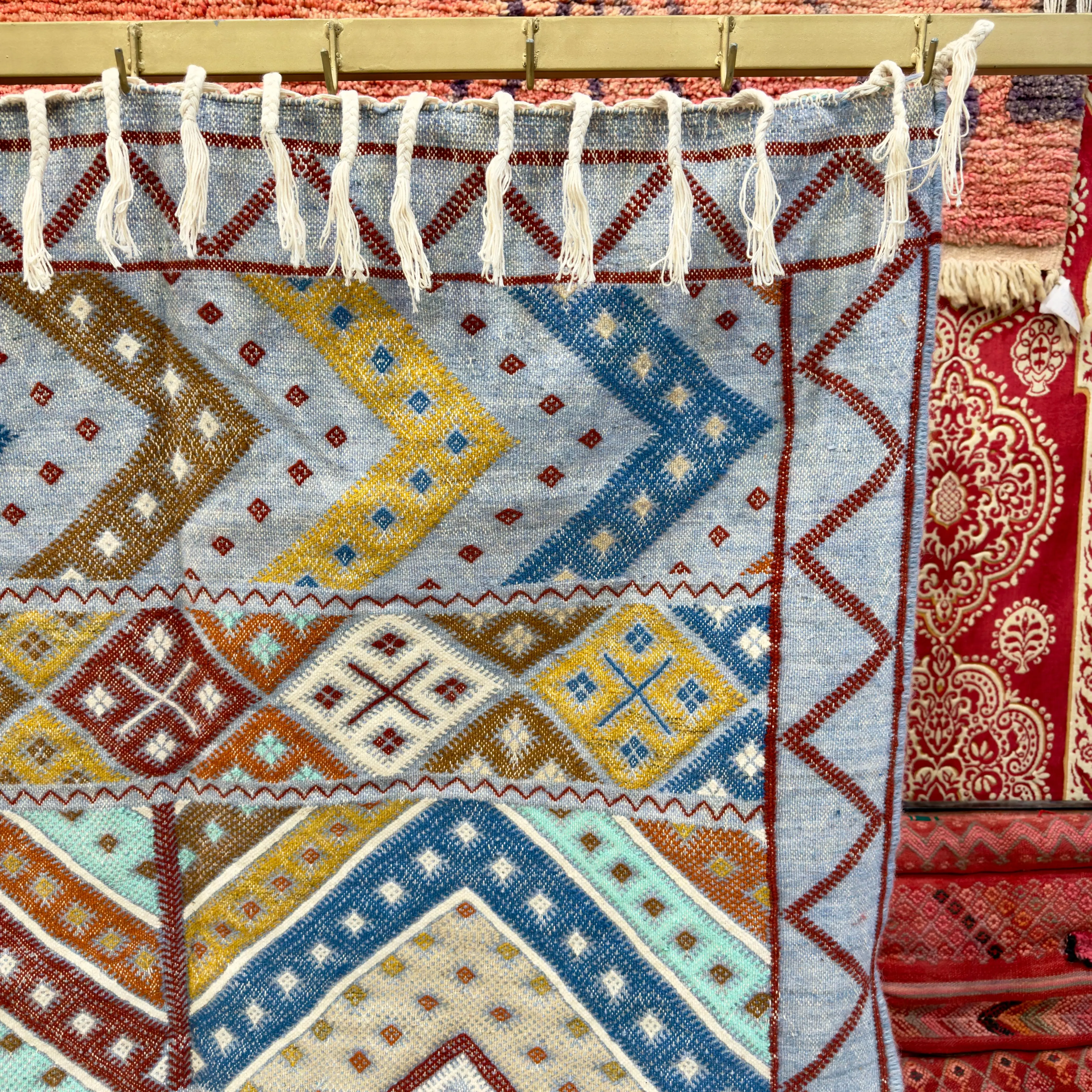 Unique Moroccan Kilim Rug | Vintage Wool & Jute Area Carpet