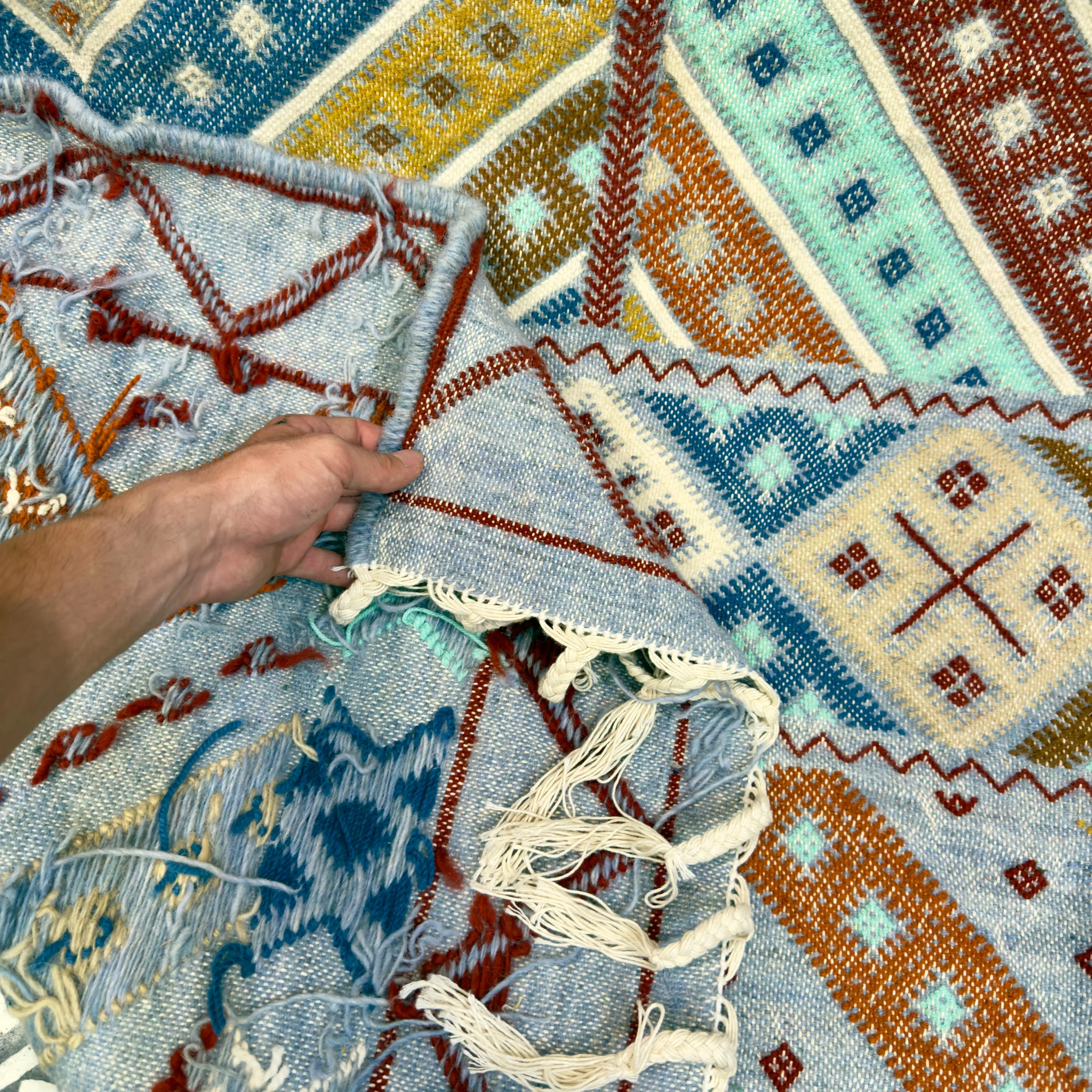 Unique Moroccan Kilim Rug | Vintage Wool & Jute Area Carpet