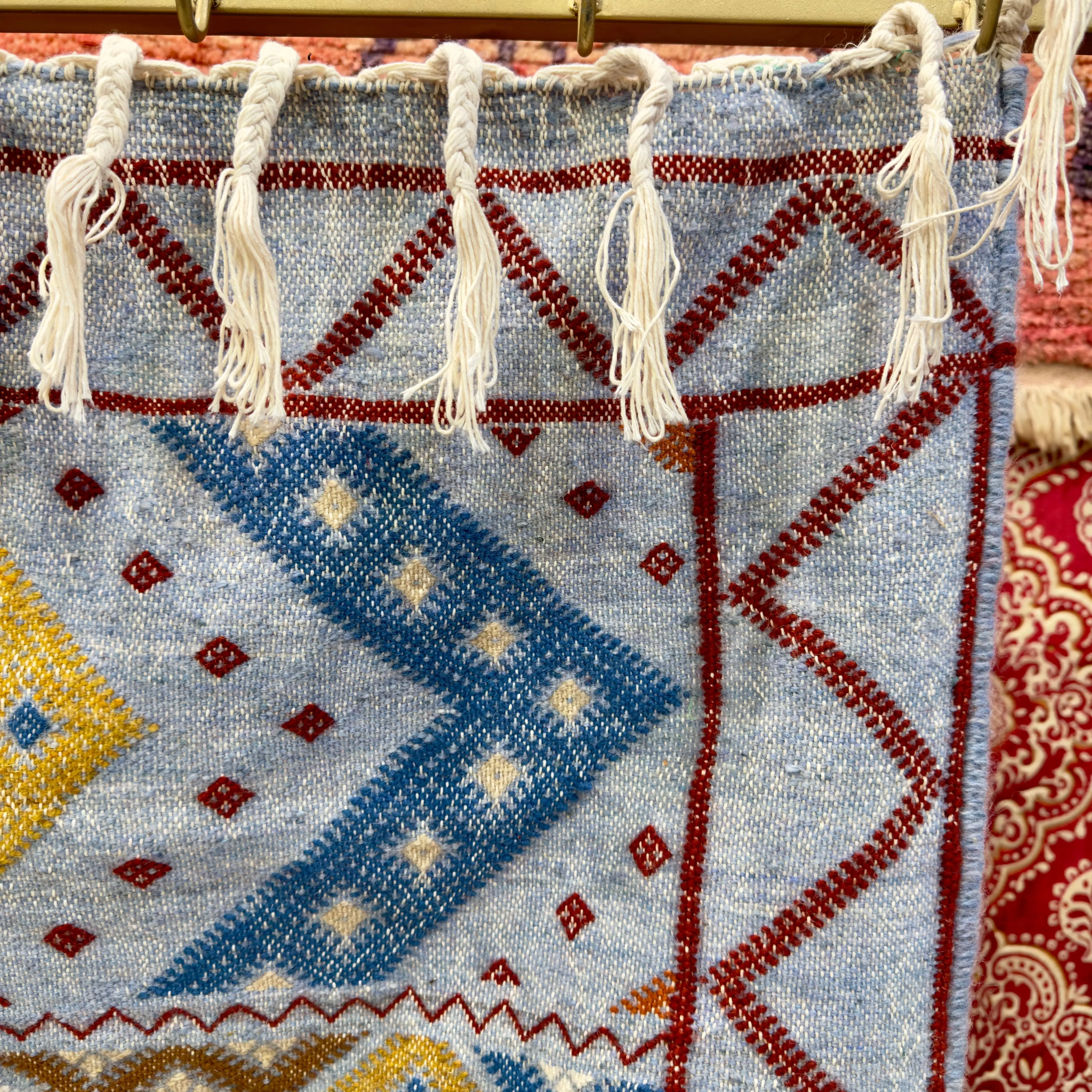 Unique Moroccan Kilim Rug | Vintage Wool & Jute Area Carpet
