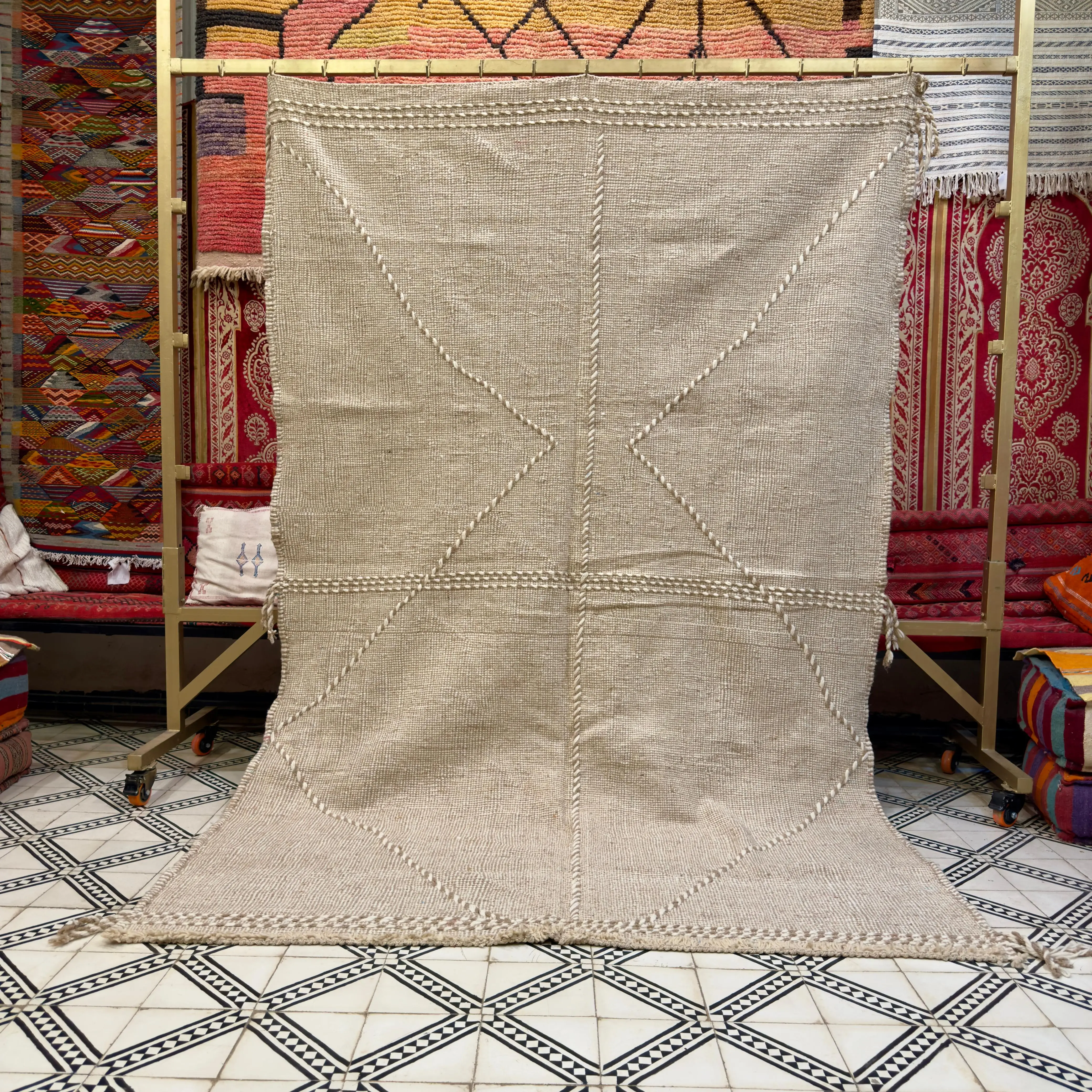 Vintage Large Kilim Rug | Handmade Area Carpet for Living Room