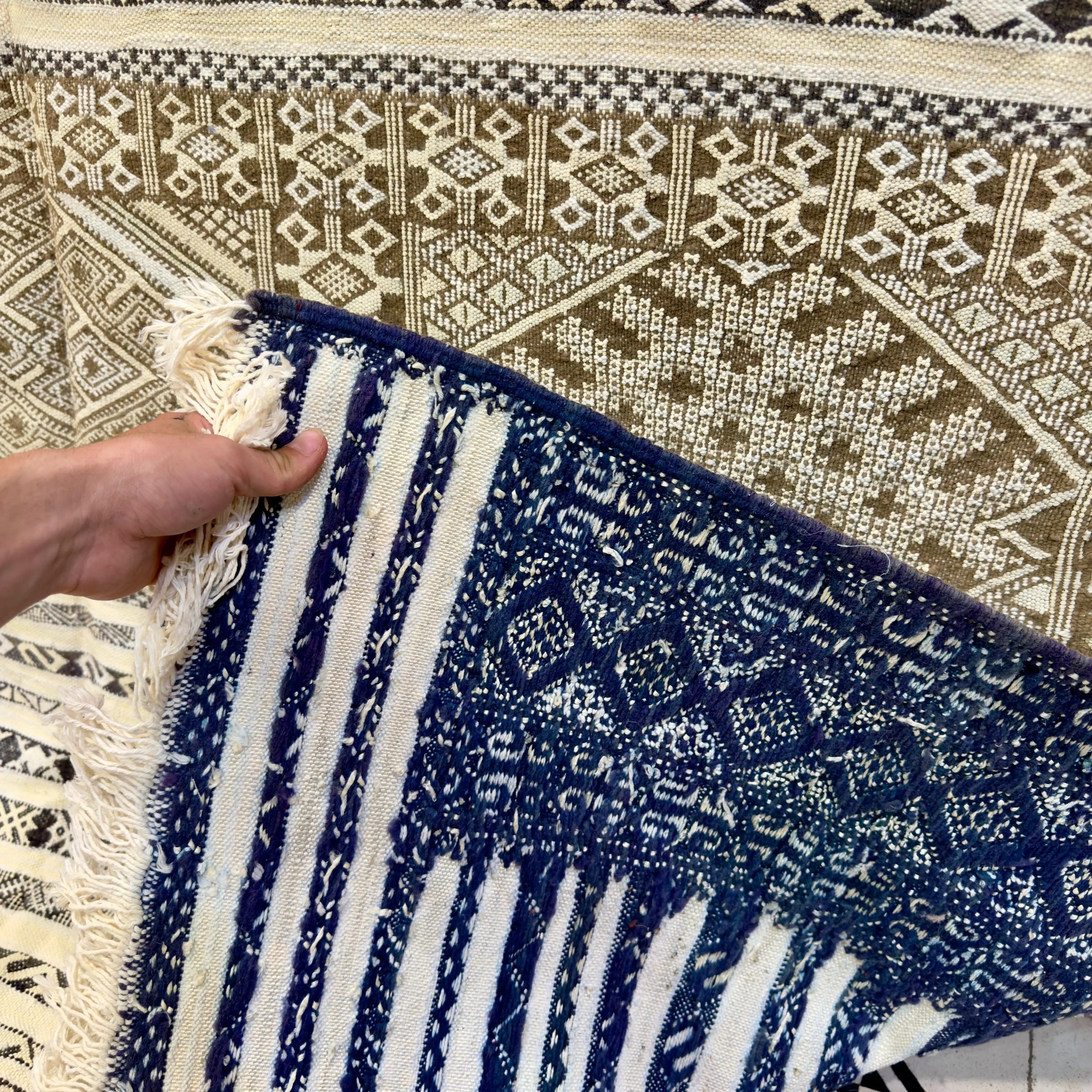 Luxury Moroccan Kilim Rug | Agave Silk & Dromedary Wool | Hand-Embroidered Masterpiece