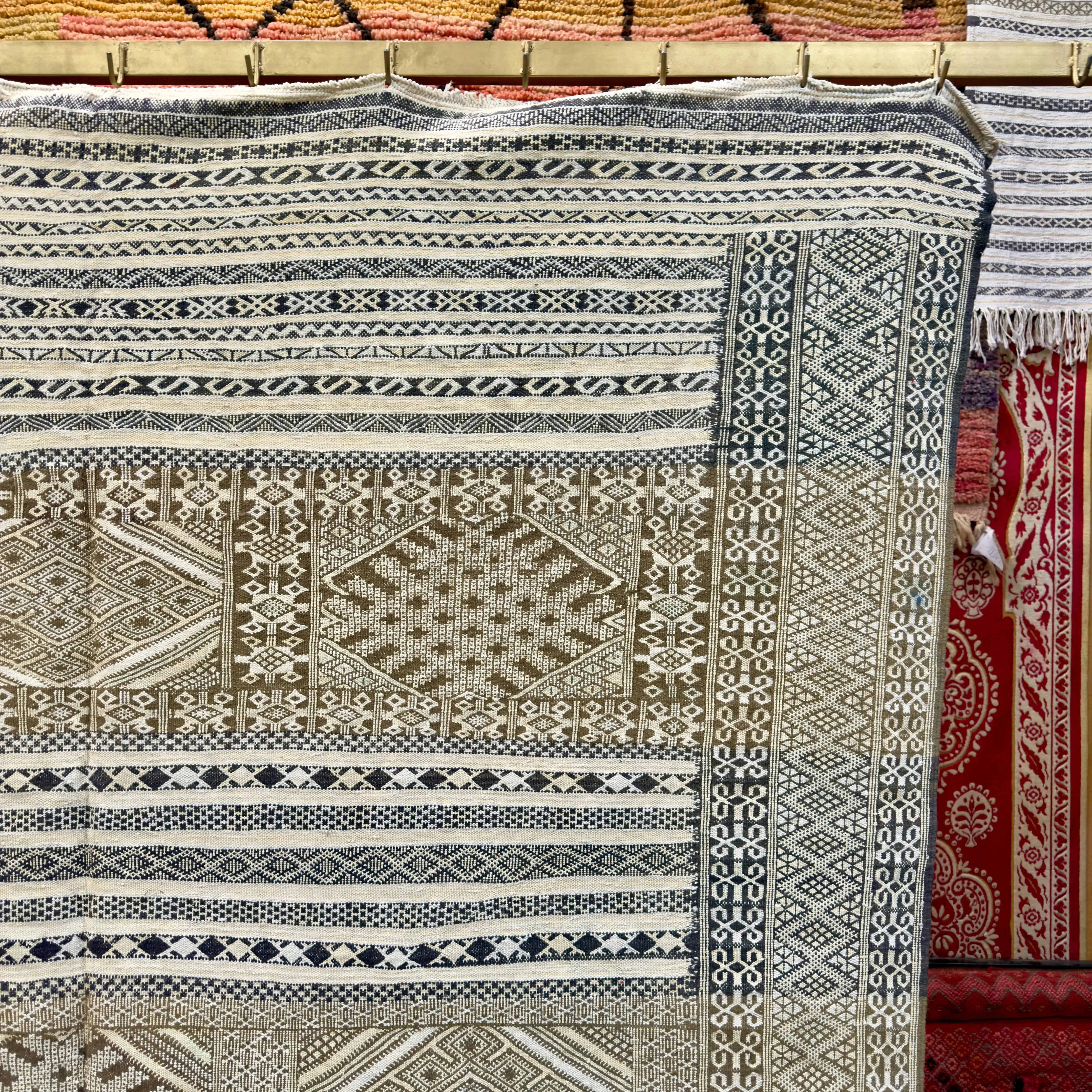 Luxury Moroccan Kilim Rug | Agave Silk & Dromedary Wool | Hand-Embroidered Masterpiece