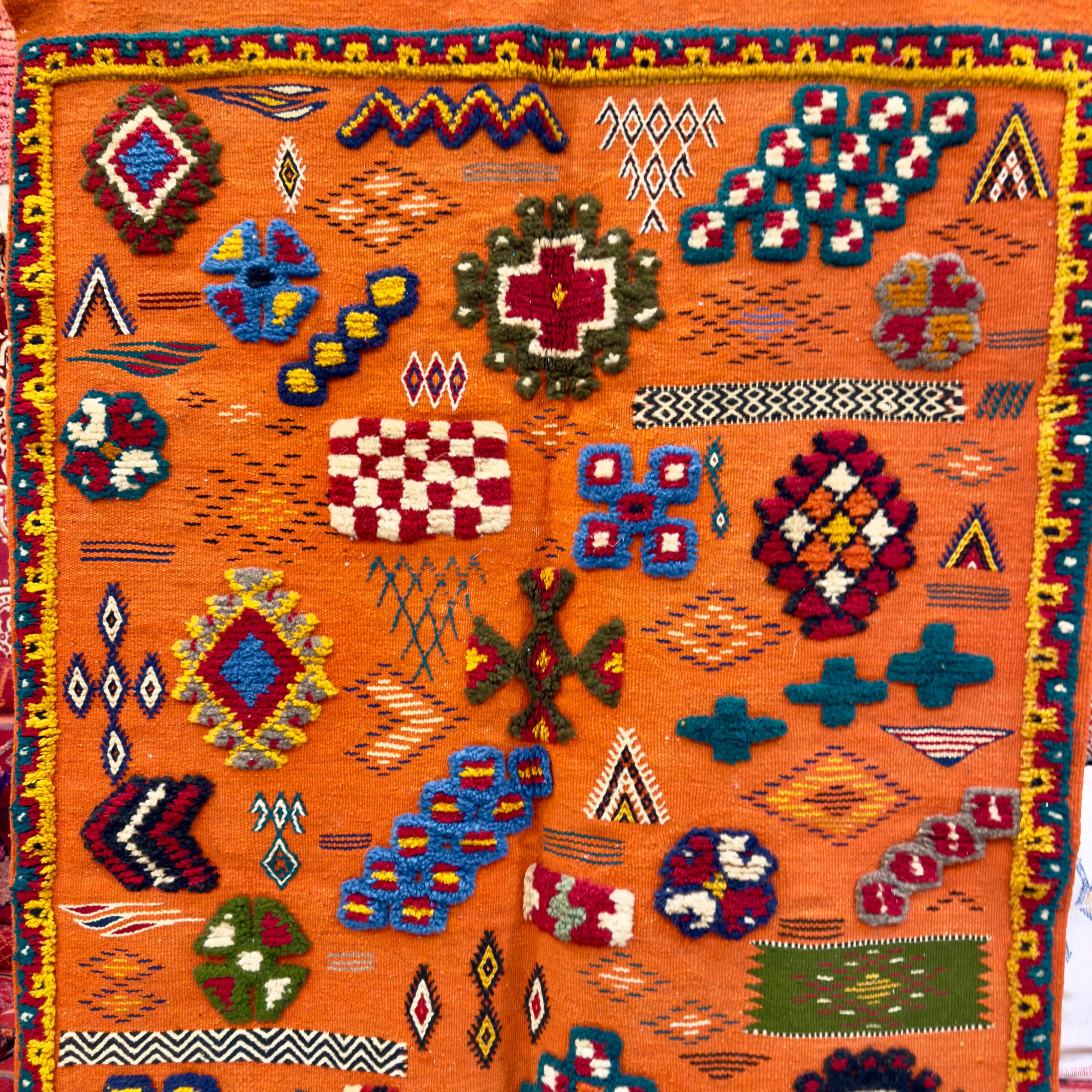 Orange Rug | 3-Techniques Berber Masterpiece (150 × 100 cm / 4.9 × 3.2 ft)