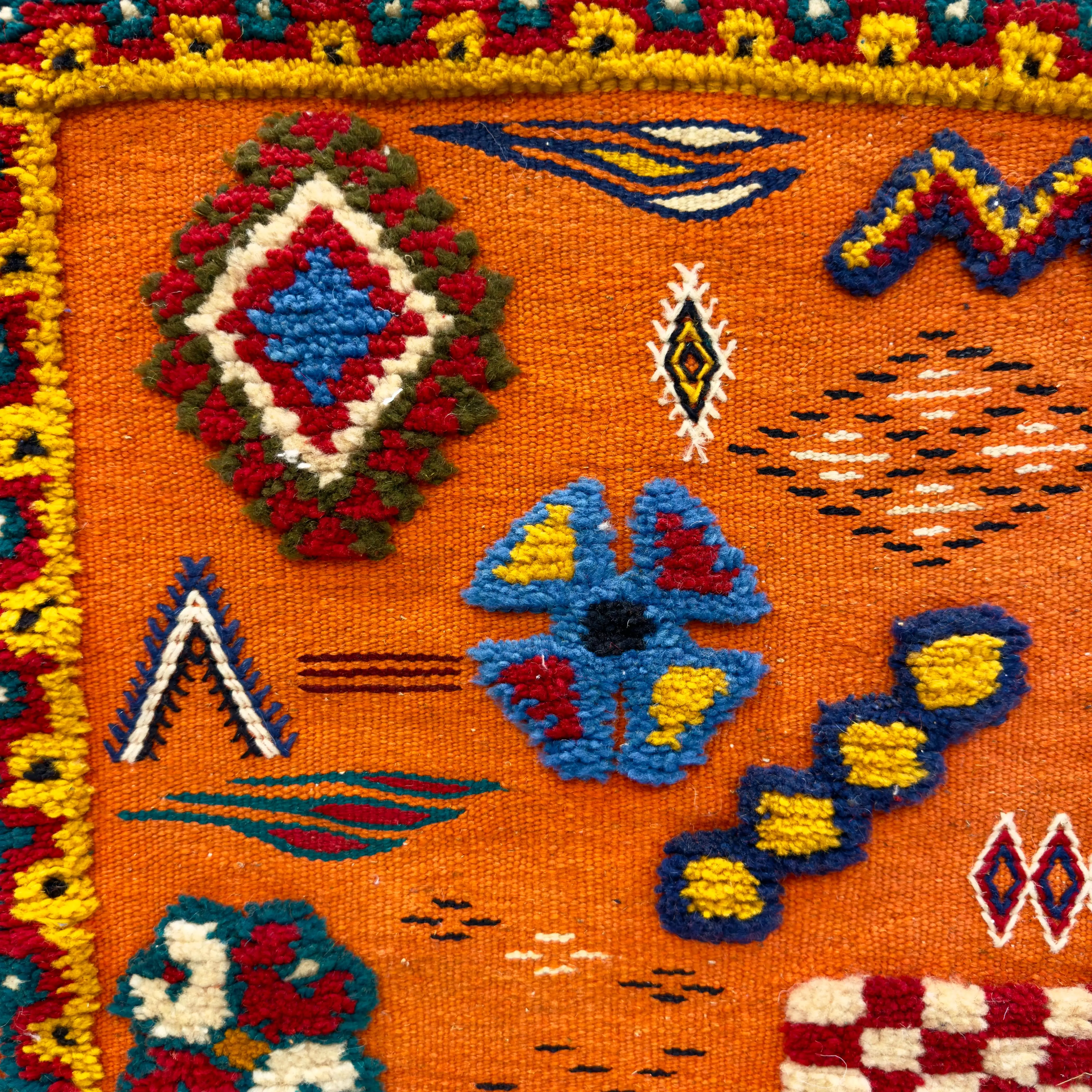 Orange Rug | 3-Techniques Berber Masterpiece (150 × 100 cm / 4.9 × 3.2 ft)