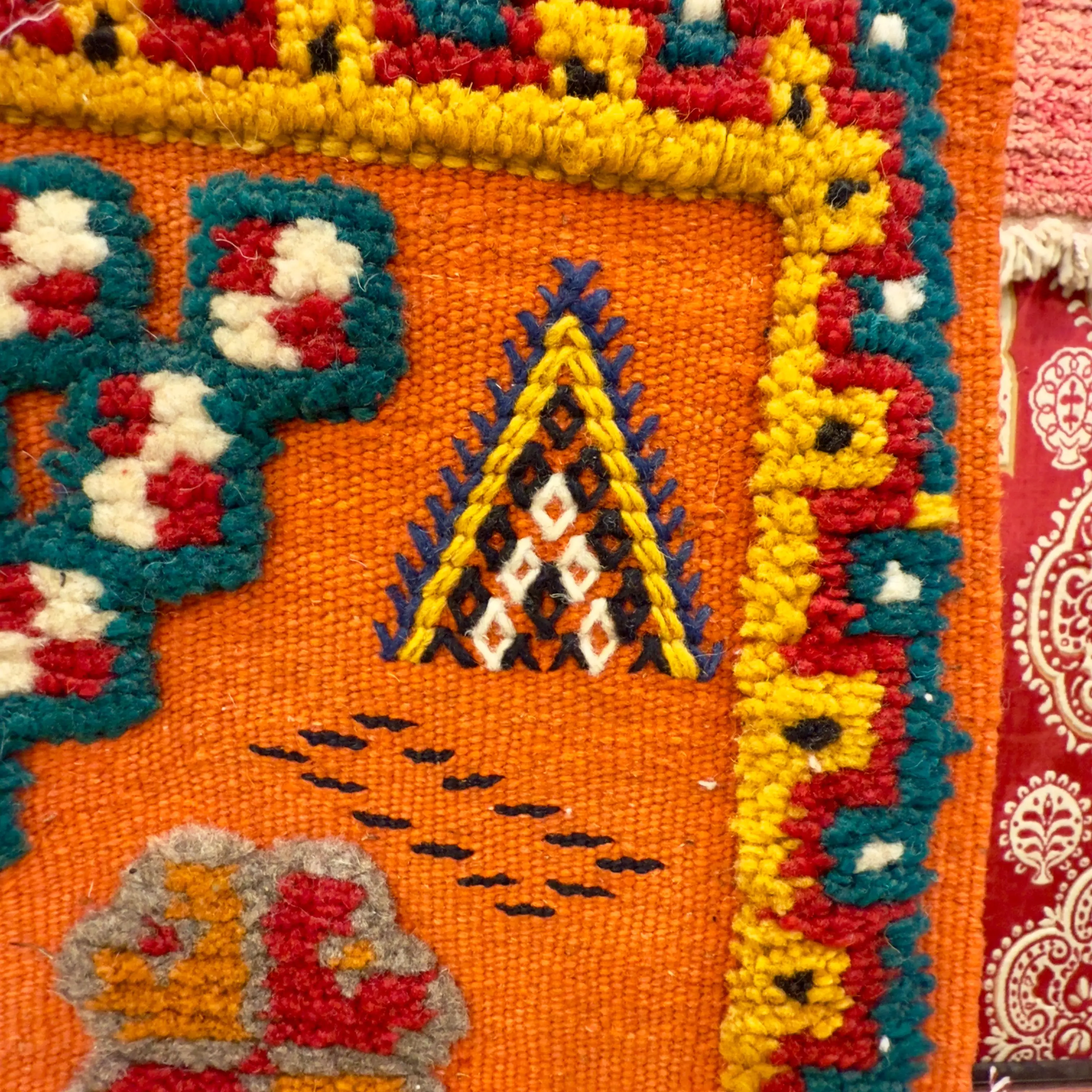 Orange Rug | 3-Techniques Berber Masterpiece (150 × 100 cm / 4.9 × 3.2 ft)