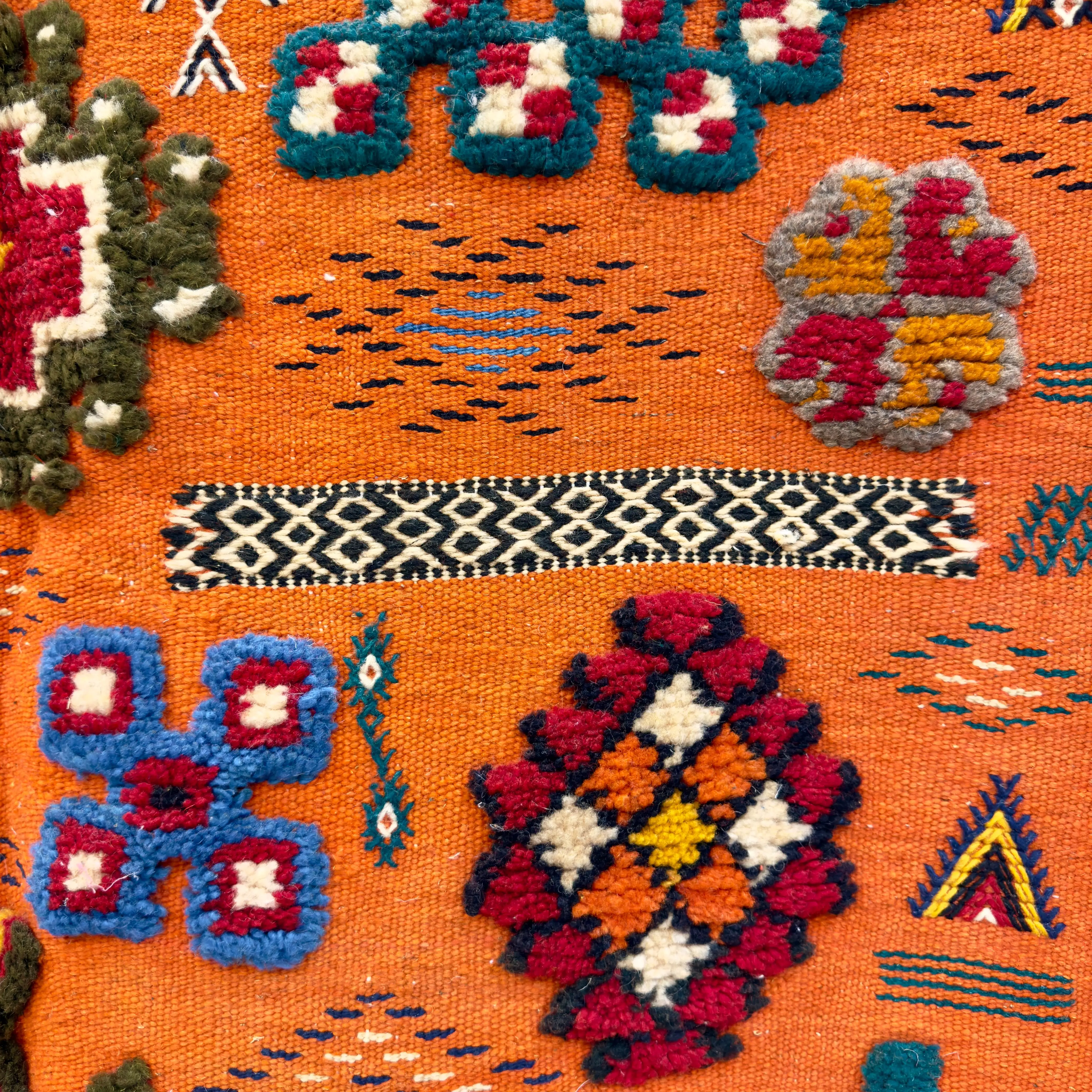 Orange Rug | 3-Techniques Berber Masterpiece (150 × 100 cm / 4.9 × 3.2 ft)