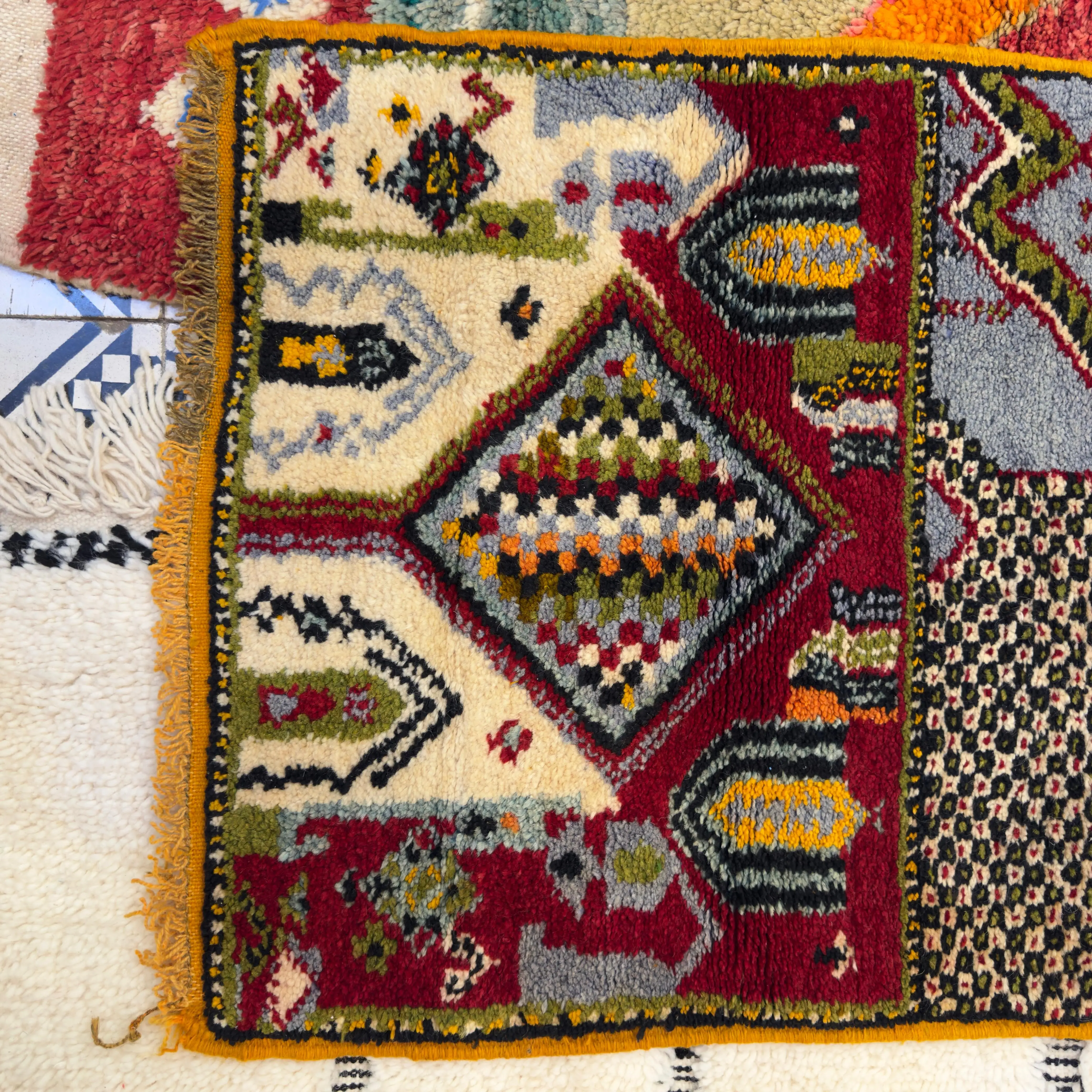Handknotted Treasure of Igoudar: Berber-Jewish Village Map Rug (120 × 70 cm / 3.94 × 2.30 ft)