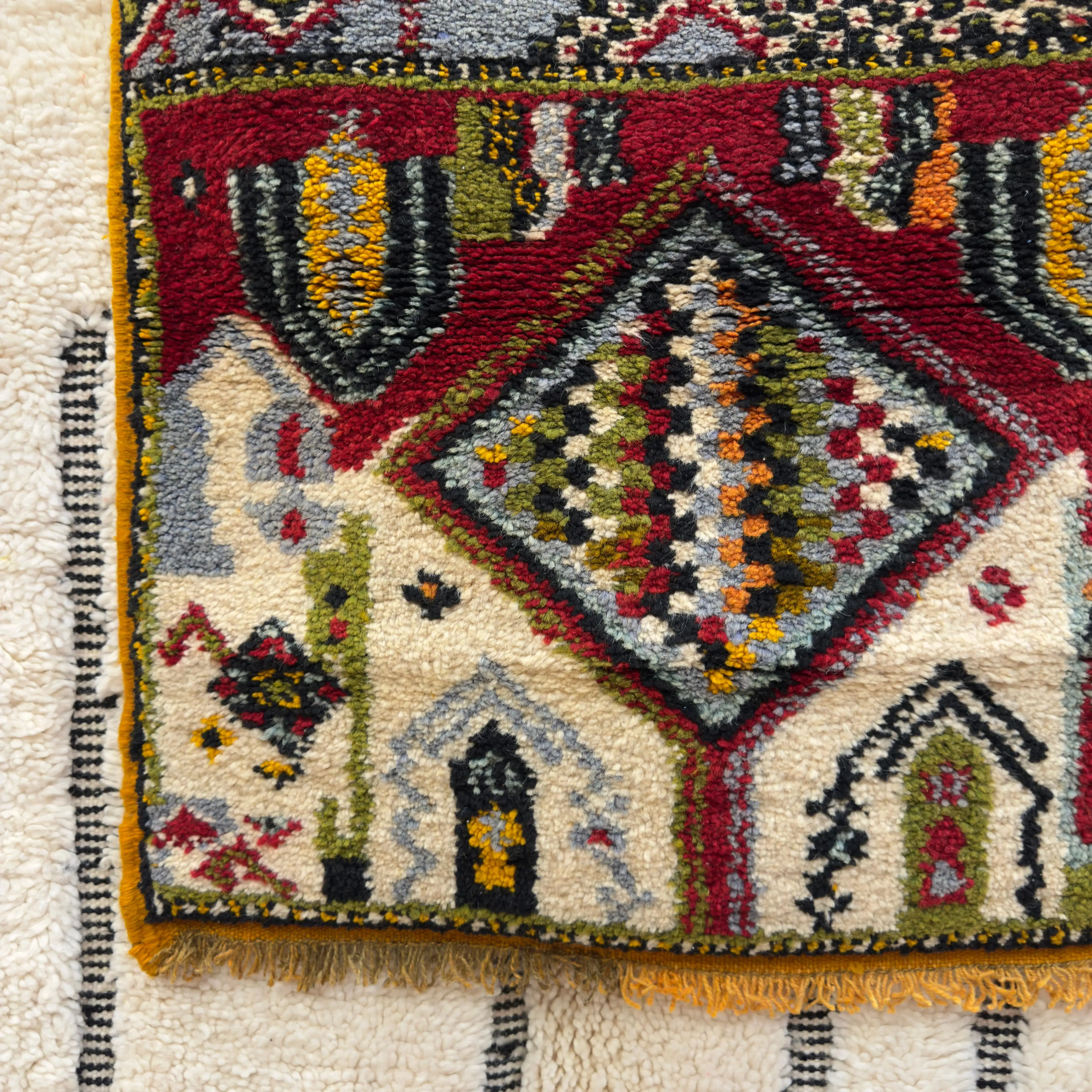 Handknotted Treasure of Igoudar: Berber-Jewish Village Map Rug (120 × 70 cm / 3.94 × 2.30 ft)