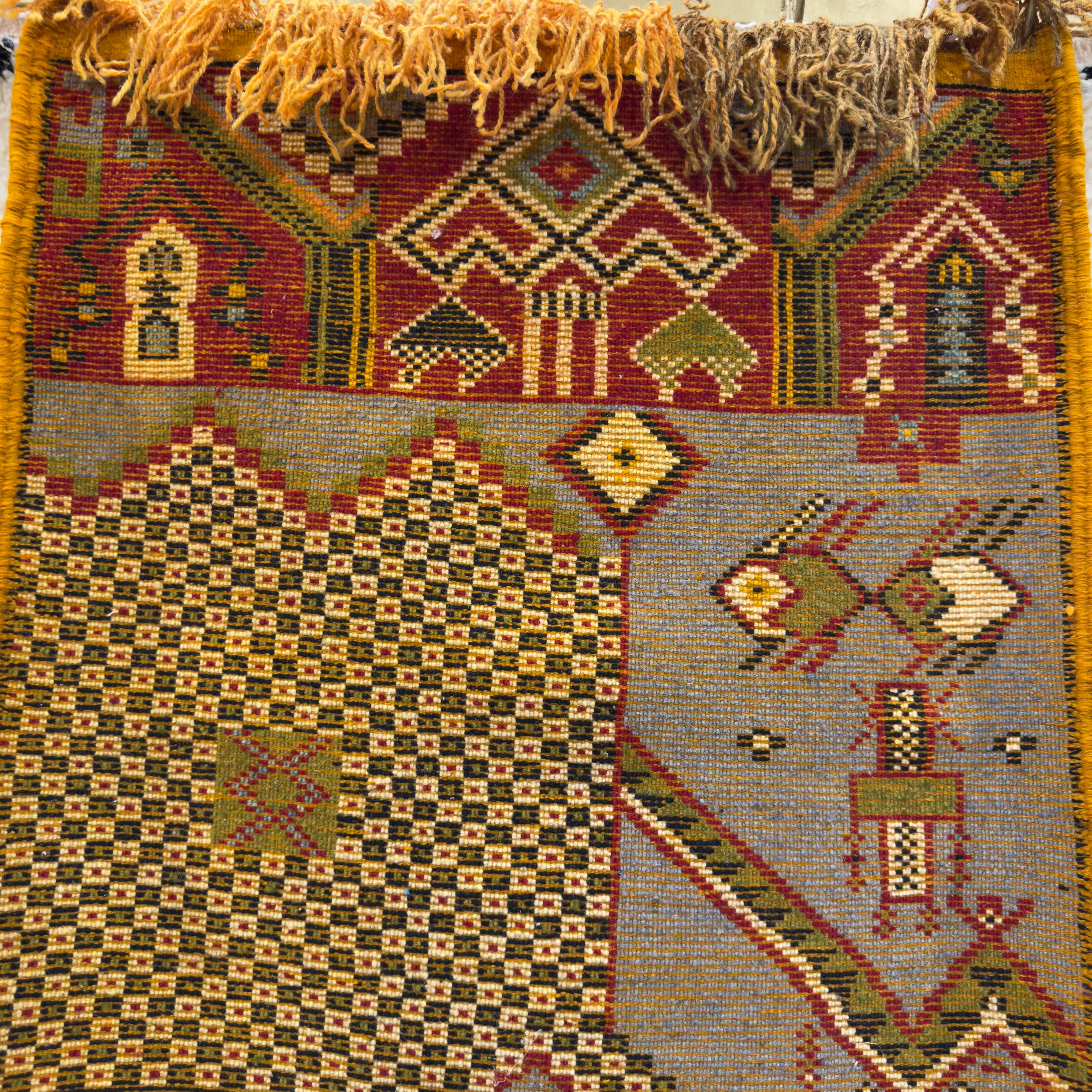 Handknotted Treasure of Igoudar: Berber-Jewish Village Map Rug (120 × 70 cm / 3.94 × 2.30 ft)
