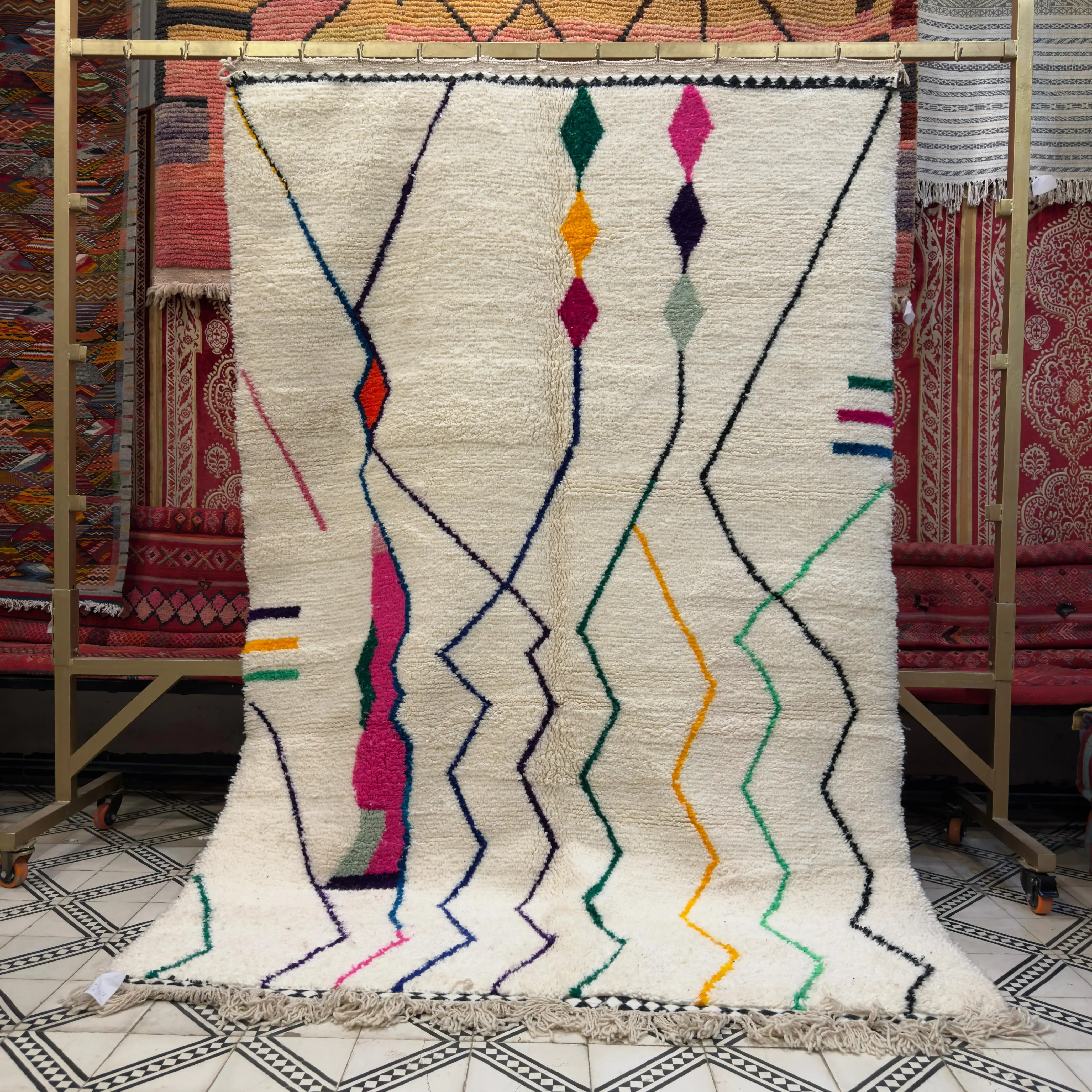 Modern Rug – Knotted Boujaad Area Rug, Contemporary Rugs and Carpets for Living Room