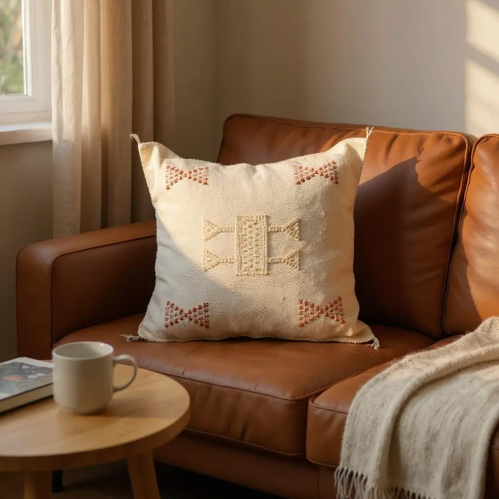 White Decorative Pillow – Moroccan Berber Agave Silk Luxury Accent & Throw Pillow, 45×45 cm Decor Pillow Cover