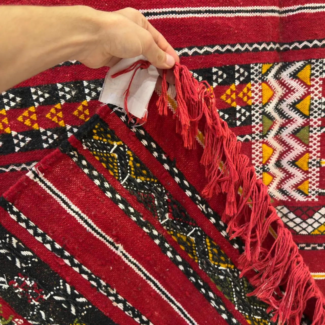 Handmade Moroccan Red Carpet, Boho Rug 220×140 cm (7′3″ × 4′7″)