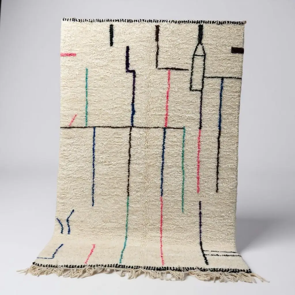 Custom White Beni Ourain Rug 260 × 160 cm (8.5 × 5.25 ft)
