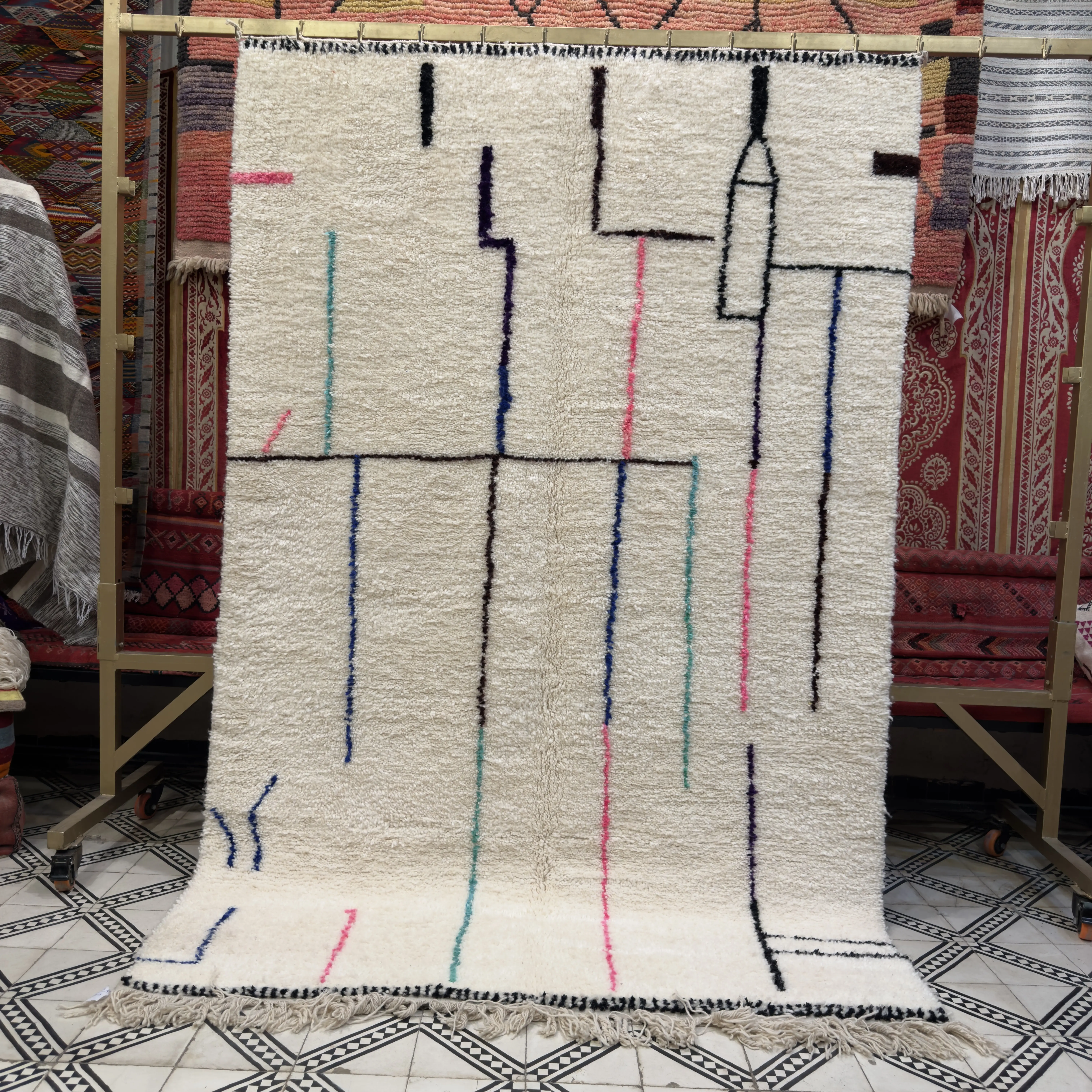 Custom White Beni Ourain Rug 260 × 160 cm (8.5 × 5.25 ft)