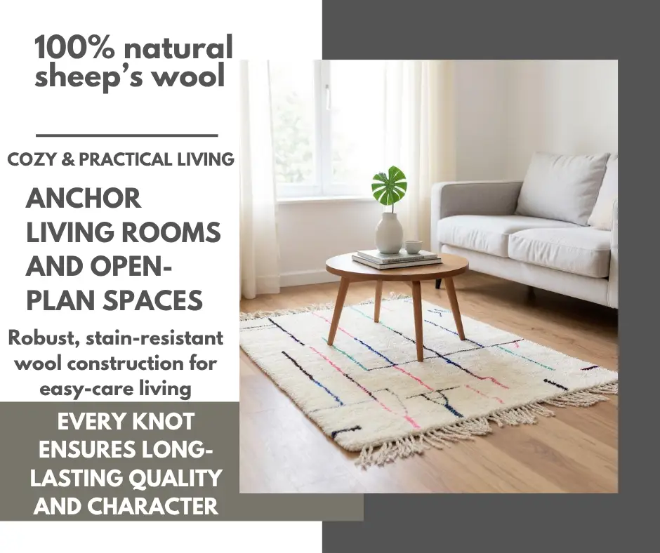 Custom White Beni Ourain Rug 260 × 160 cm (8.5 × 5.25 ft)