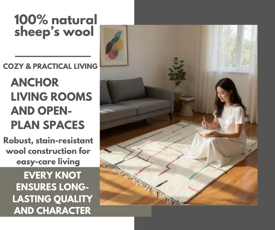 Custom White Beni Ourain Rug 260 × 160 cm (8.5 × 5.25 ft)