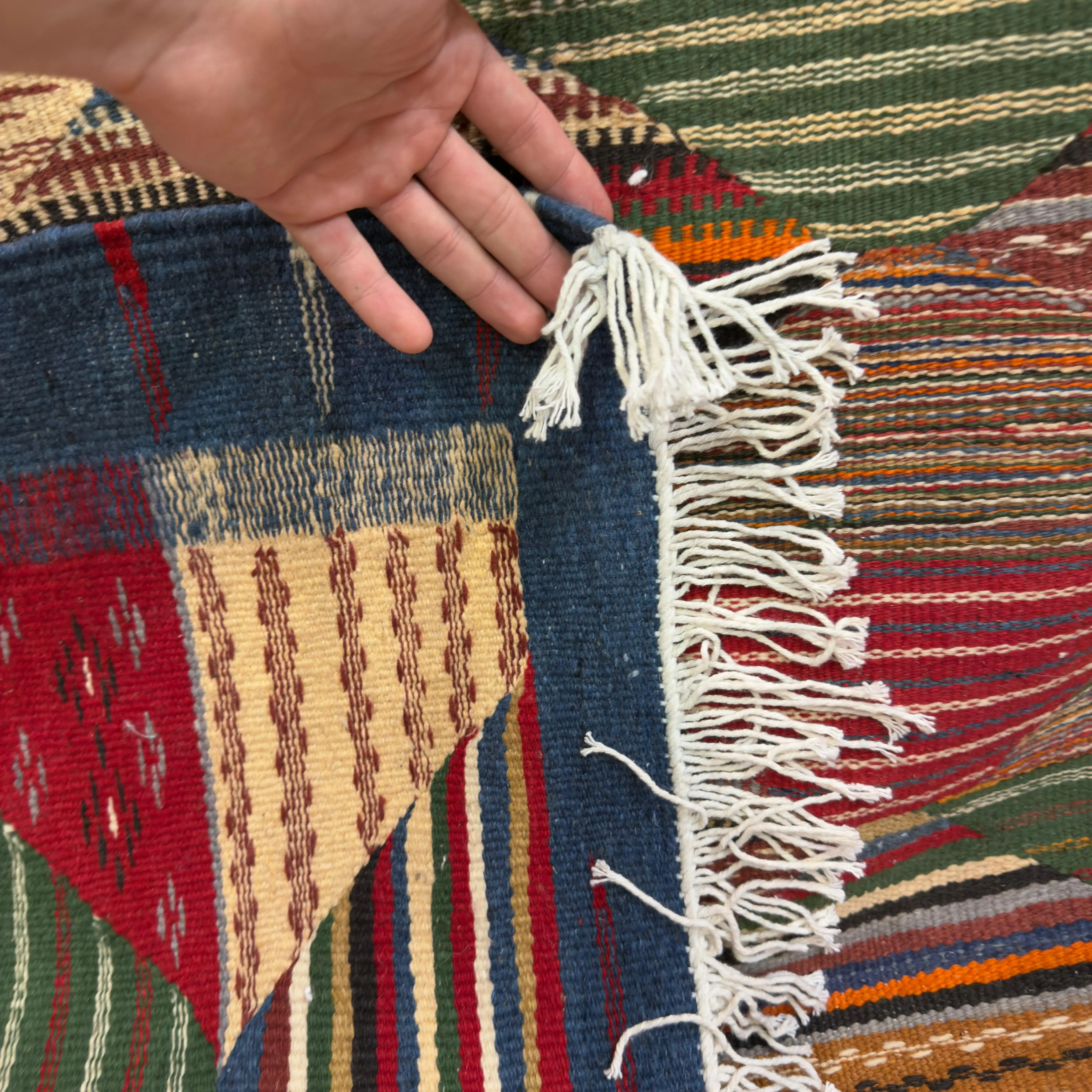 Authentic Berber Kilim – Handmade Moroccan Rug in Natural Agave Silk | Picasso Kilim by Marocartisan - 250/160CM / 98.4 x 63 inches