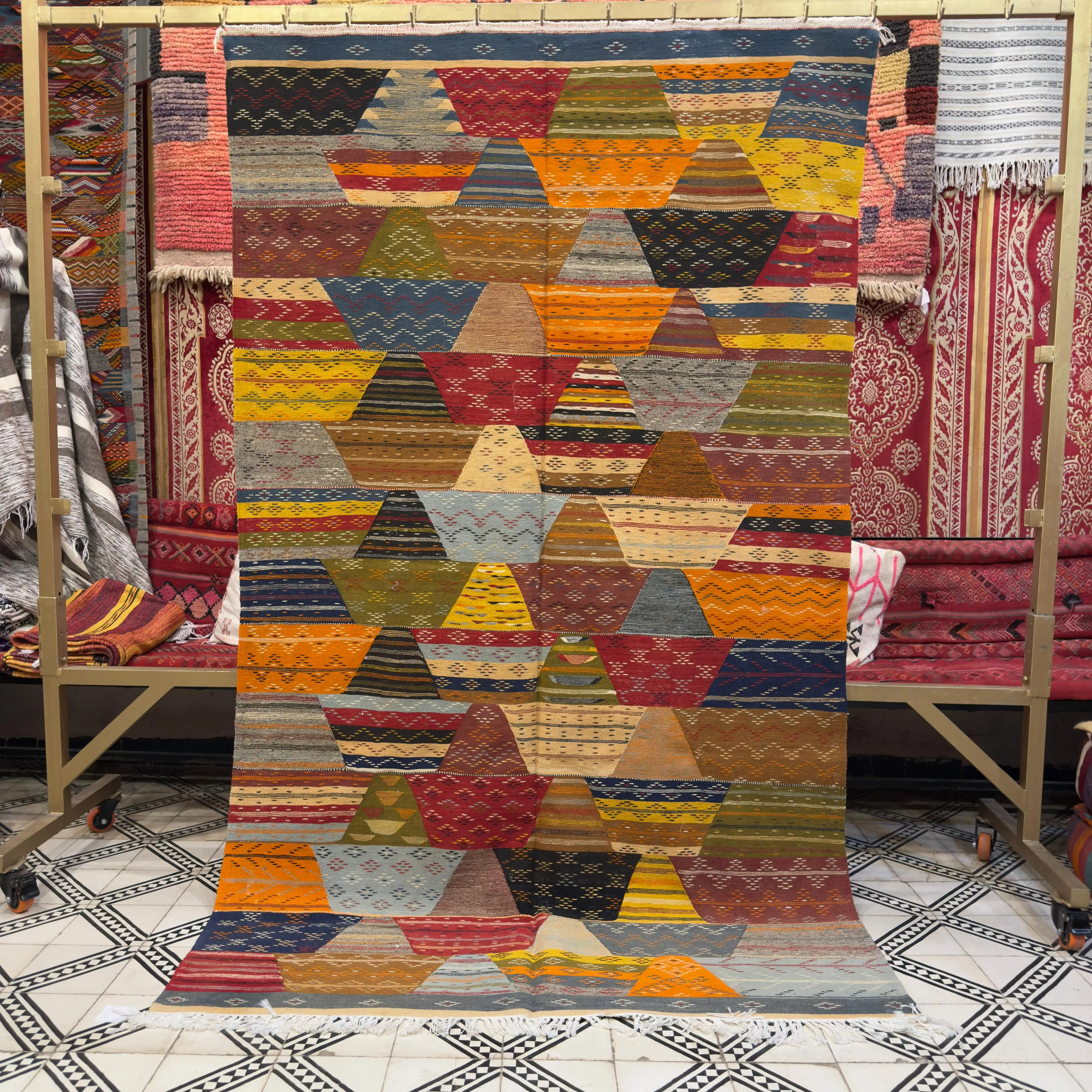 Picasso Mirage – Unique Moroccan Berber Kilim | Beautiful Handwoven Rug with Free Shipping - 250/152CM / 98.4 x 59.8 inches