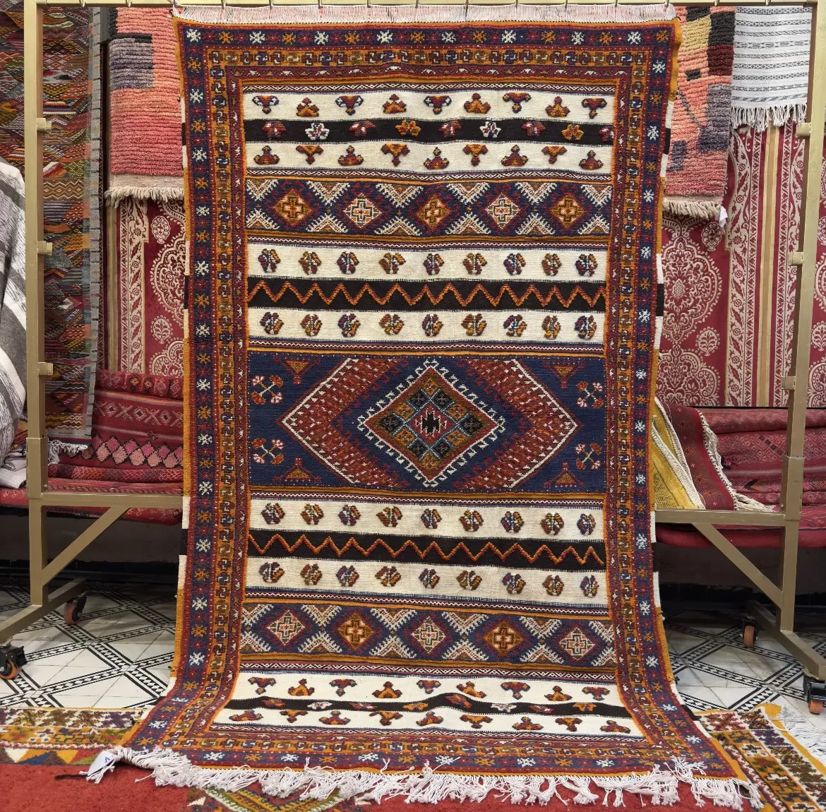 Taznakht Legacy – Large Handmade Berber Kilim Rug | Moroccan Carpet with 3 Weaving Techniques - 250/150CM