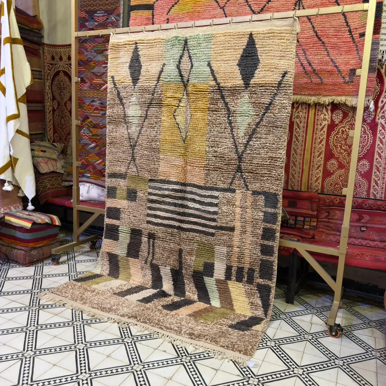 Authentic Beni Ourain Rug – Unique, Exclusive Plush Shag Area Carpet - 268/165CM /105.5 x 65 INCHES