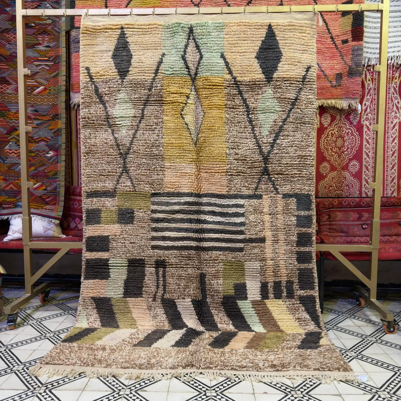 Authentic Beni Ourain Rug – Unique, Exclusive Plush Shag Area Carpet - 268/165CM /105.5 x 65 INCHES