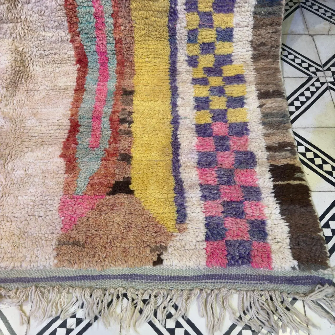 Handwoven Beni Ourain Moroccan Rug – Abstract Wool Berber Carpet - 290 / 170CM / 114.17/ 66.93 inches