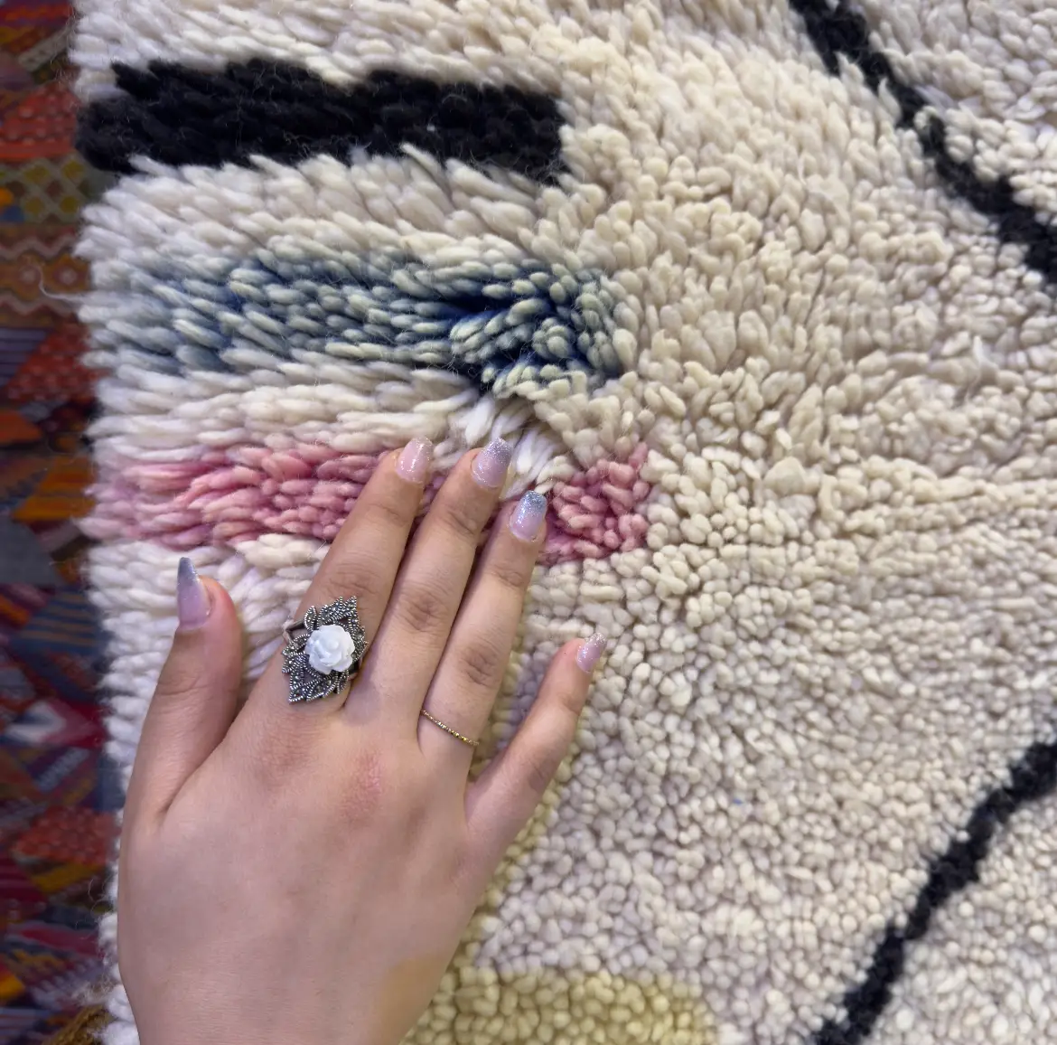 Luxury Beni Ourain Rug – Handmade Moroccan Rug, Custom Hand-Knotted Design - 220×140 cm/ 7,3 × 4,7 feet