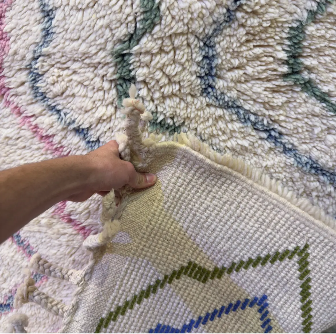 Luxury Beni Ourain Rug – Handmade Moroccan Rug, Custom Hand-Knotted Design - 220×140 cm/ 7,3 × 4,7 feet