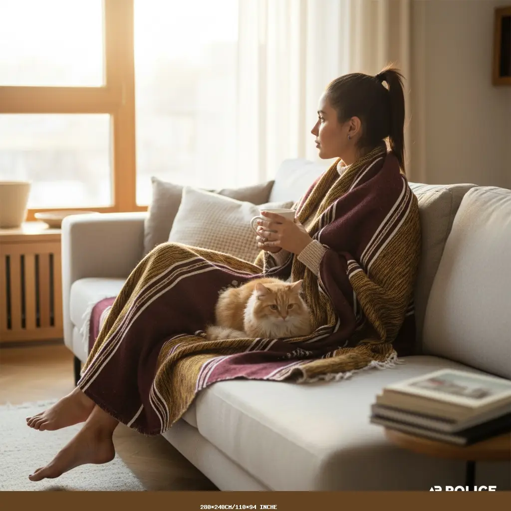 Couverture en coton et mouton fait main - 280*240CM/110*94 INCHE