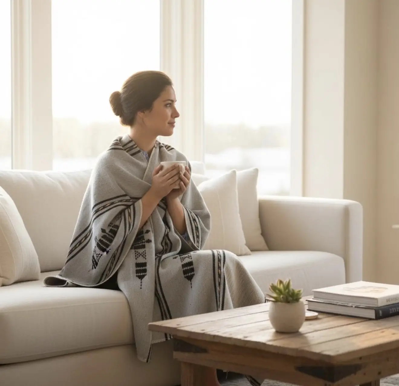 Eco-Friendly Berber Blanket – Handmade Moroccan Wool Throw | Authentic Natural Dye Bedding - Artisanal Pillows & Handwoven Wool Blankets